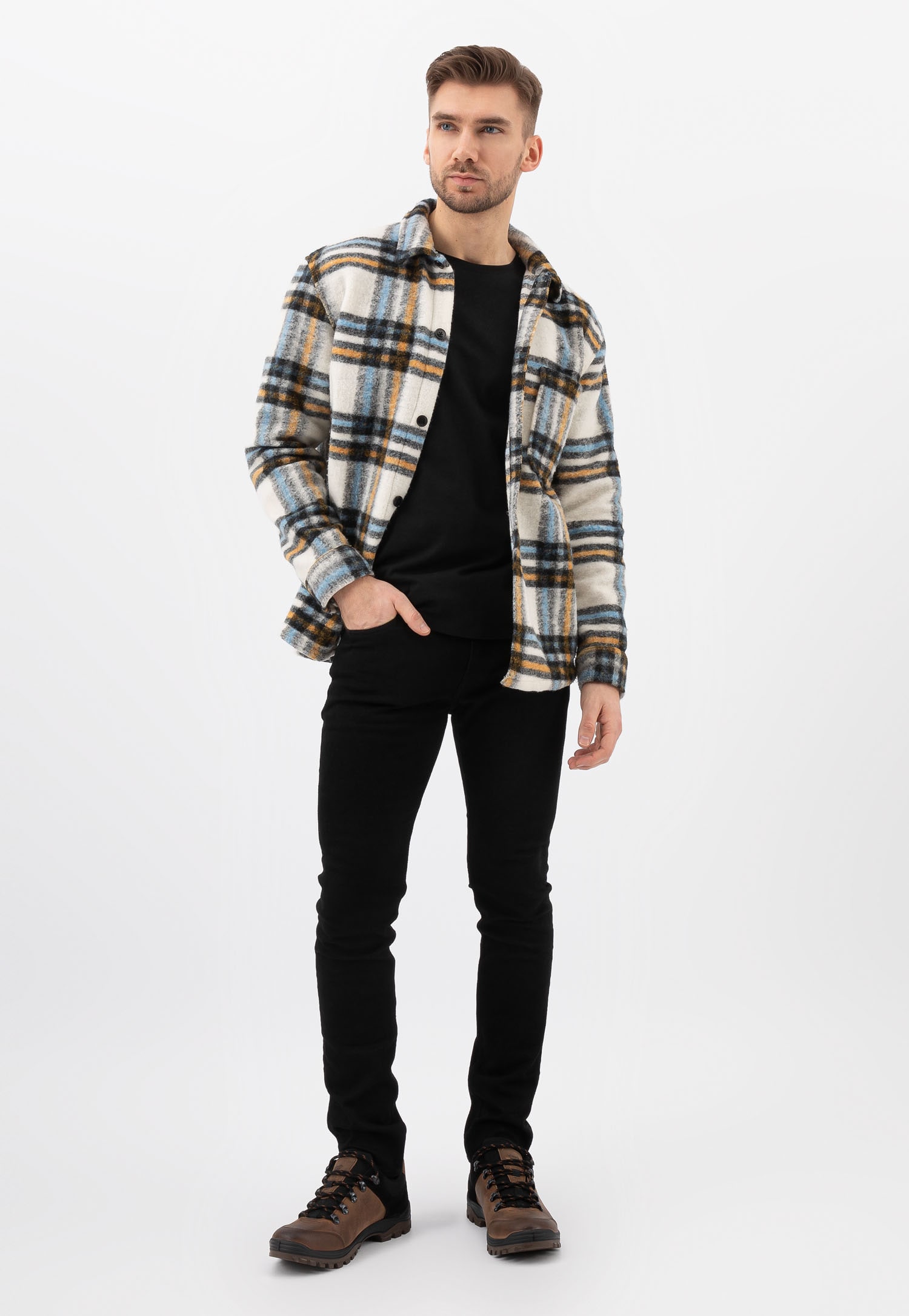 Czarno-granatowe półbuty trekkingowe męskie