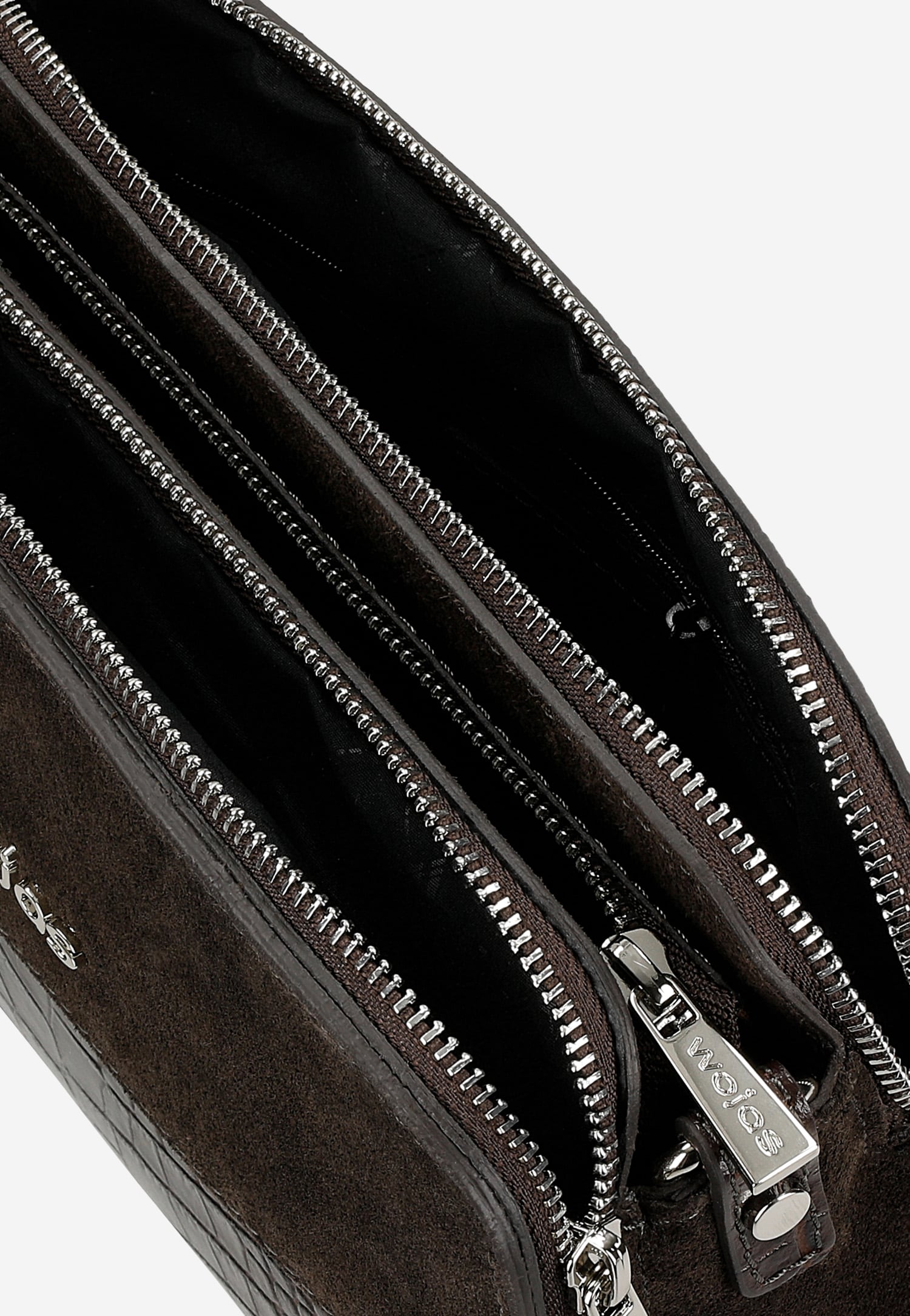 Ciemnobrązowa torebka damska z tłoczoną skórą