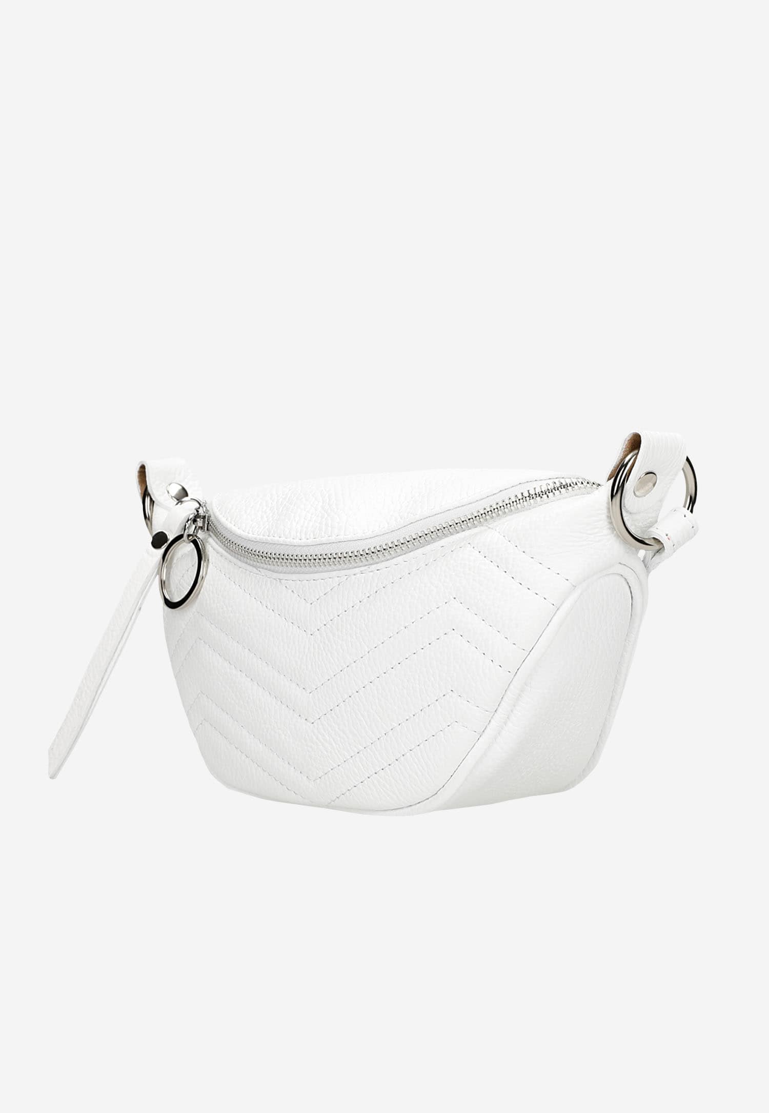 Beżowa pikowana saszetka damska ze skóry licowej