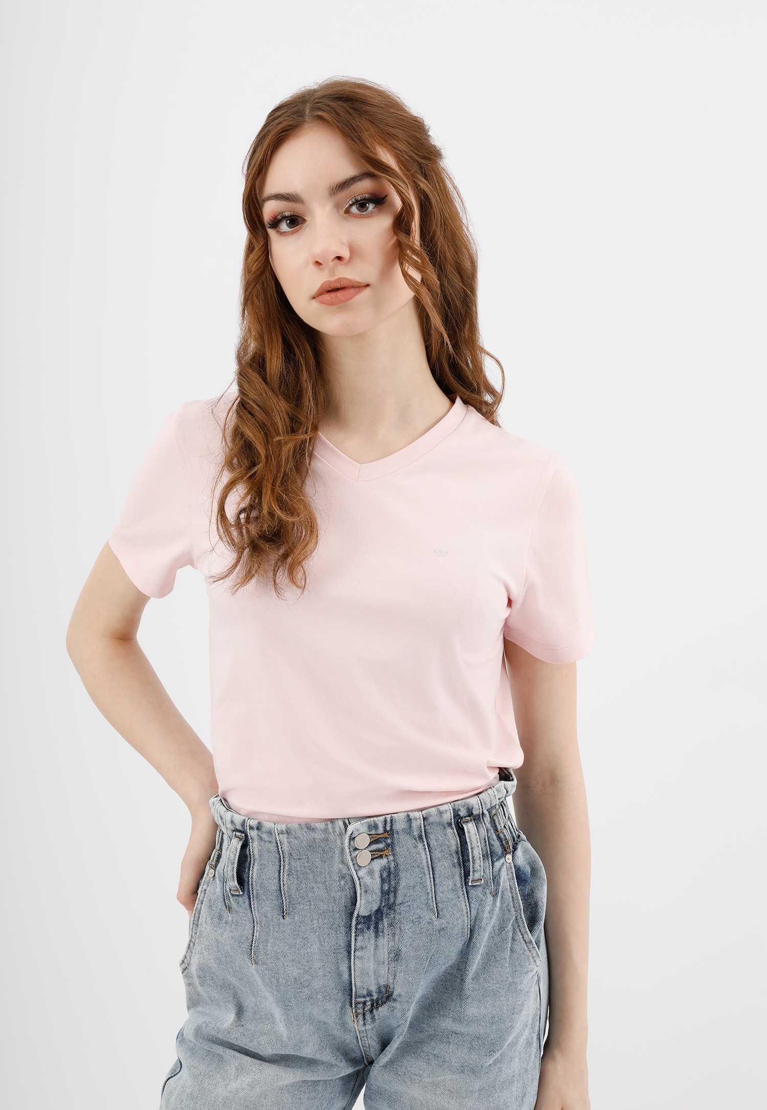 Jasnoniebieska bawełniana koszulka damska