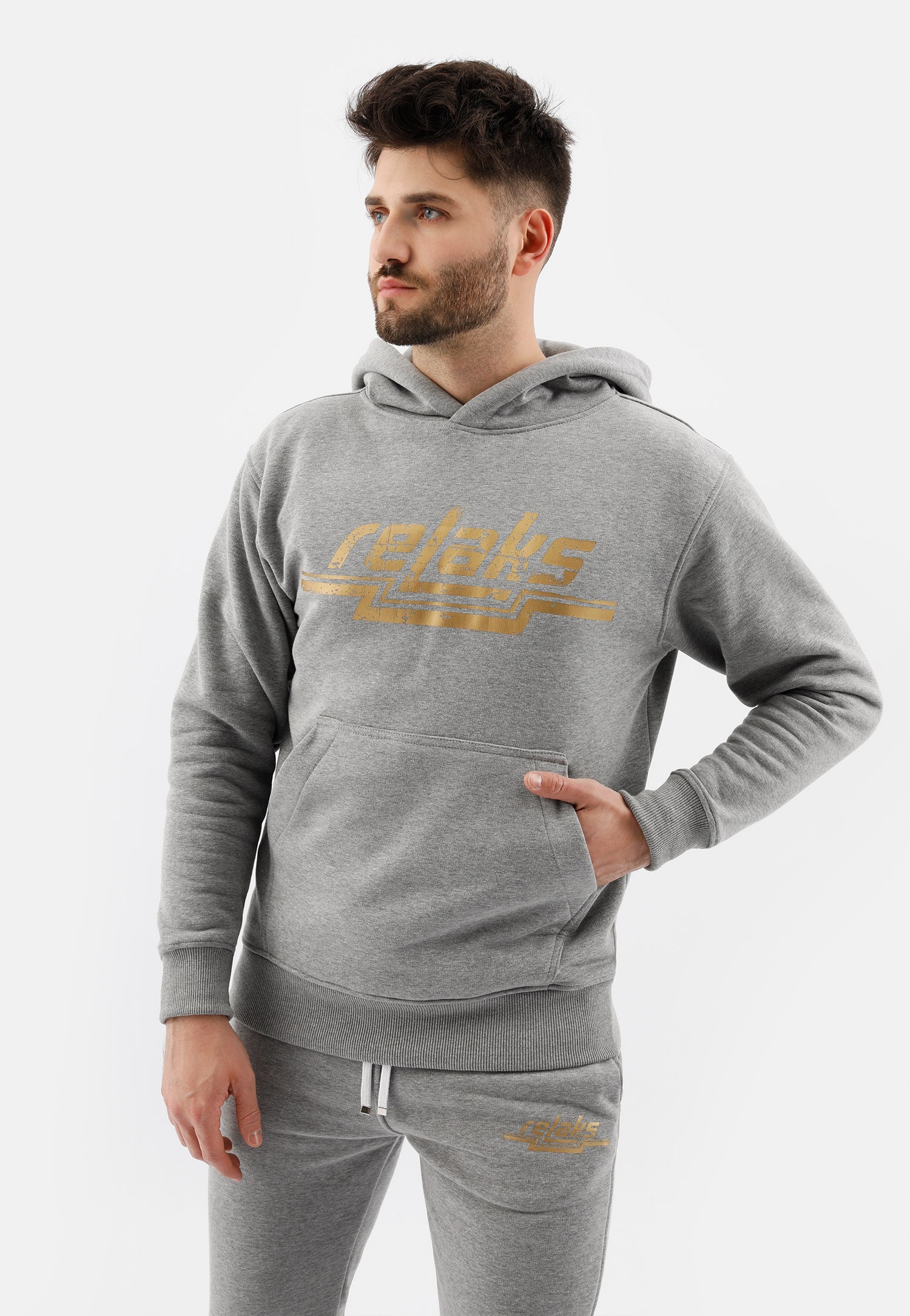 Czarna bluza męska RELAKS z kapturem