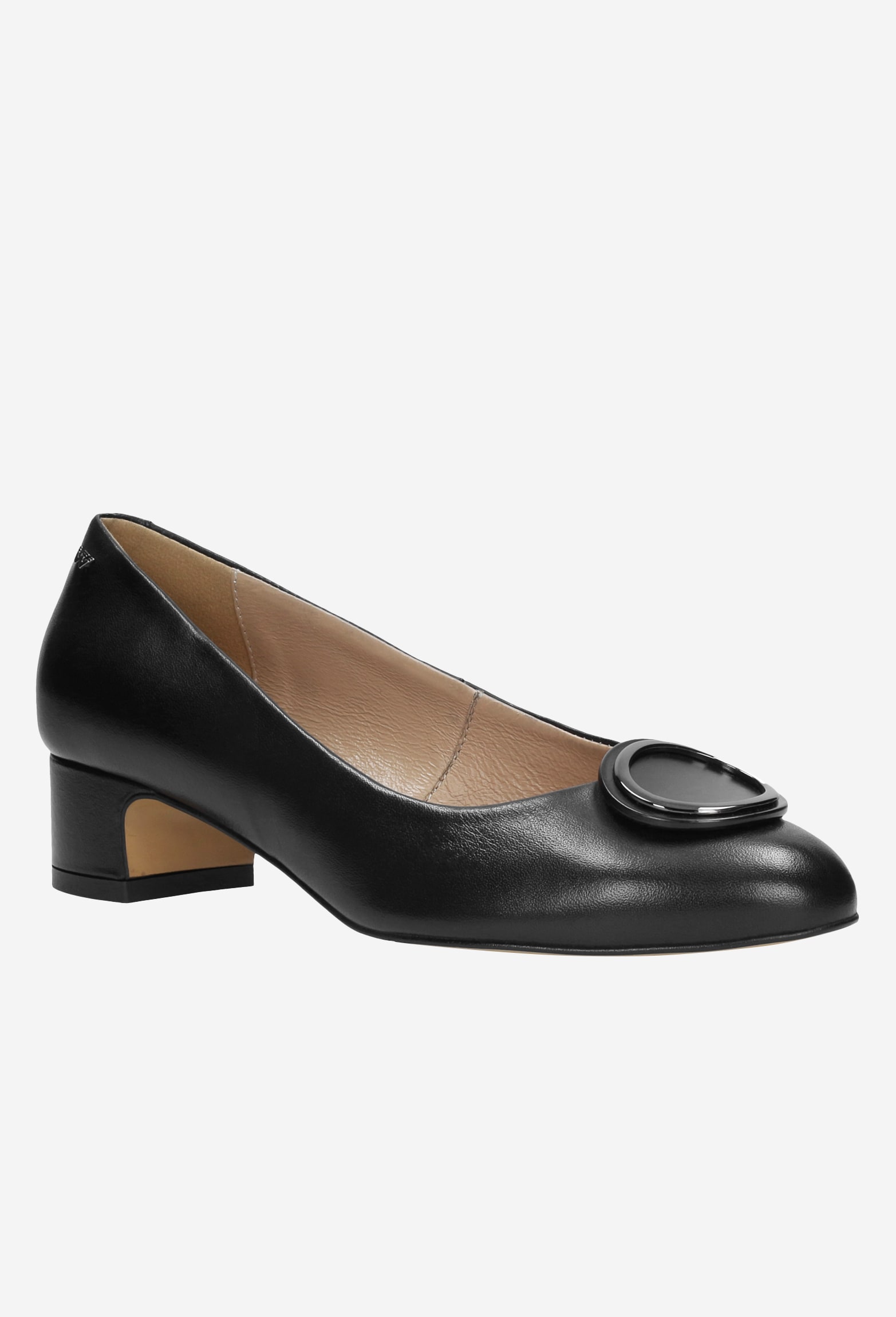 Czarne eleganckie czółenka na niskim obcasie