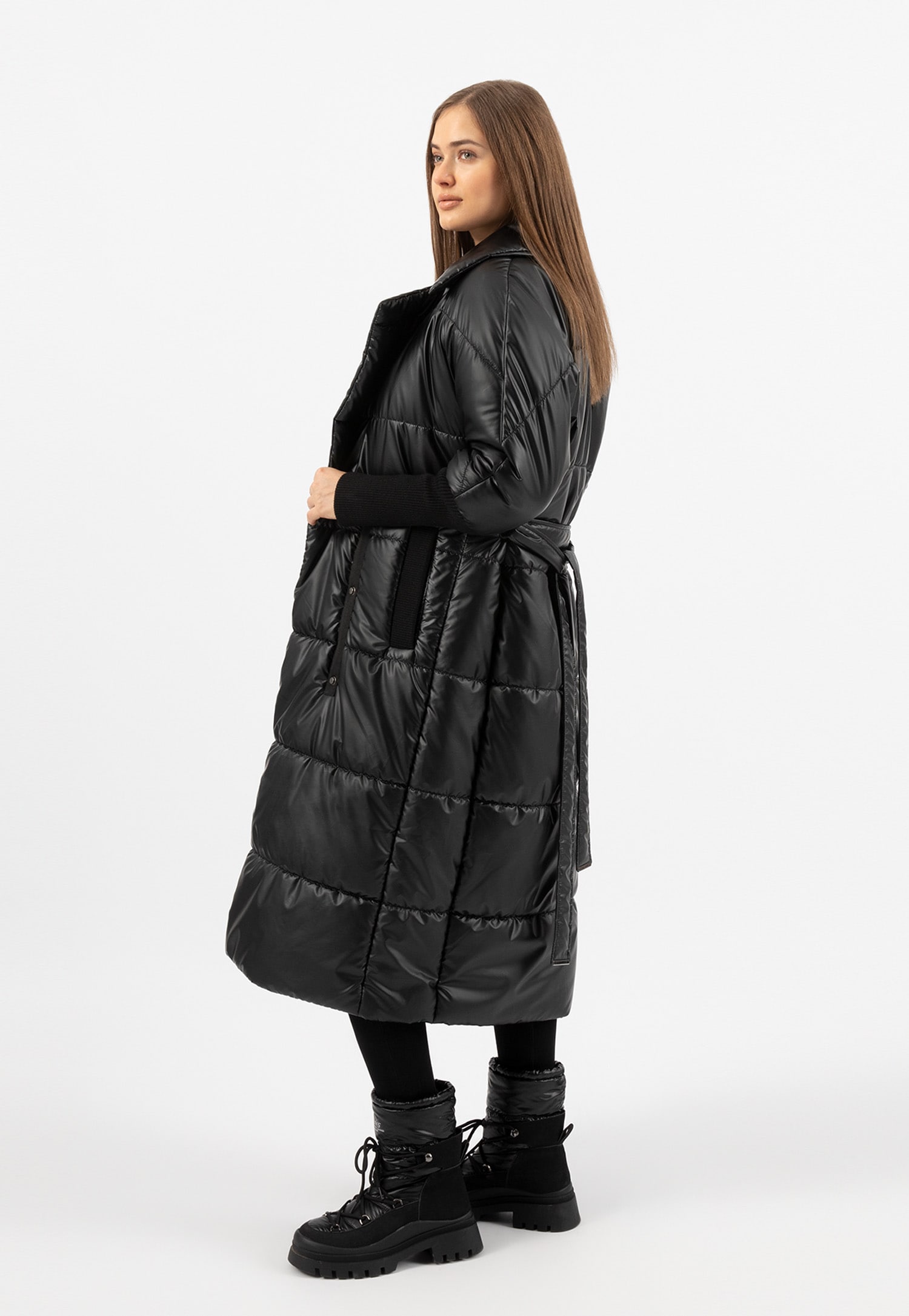 RELAKS długi brązowy ortalionowy płaszcz damski