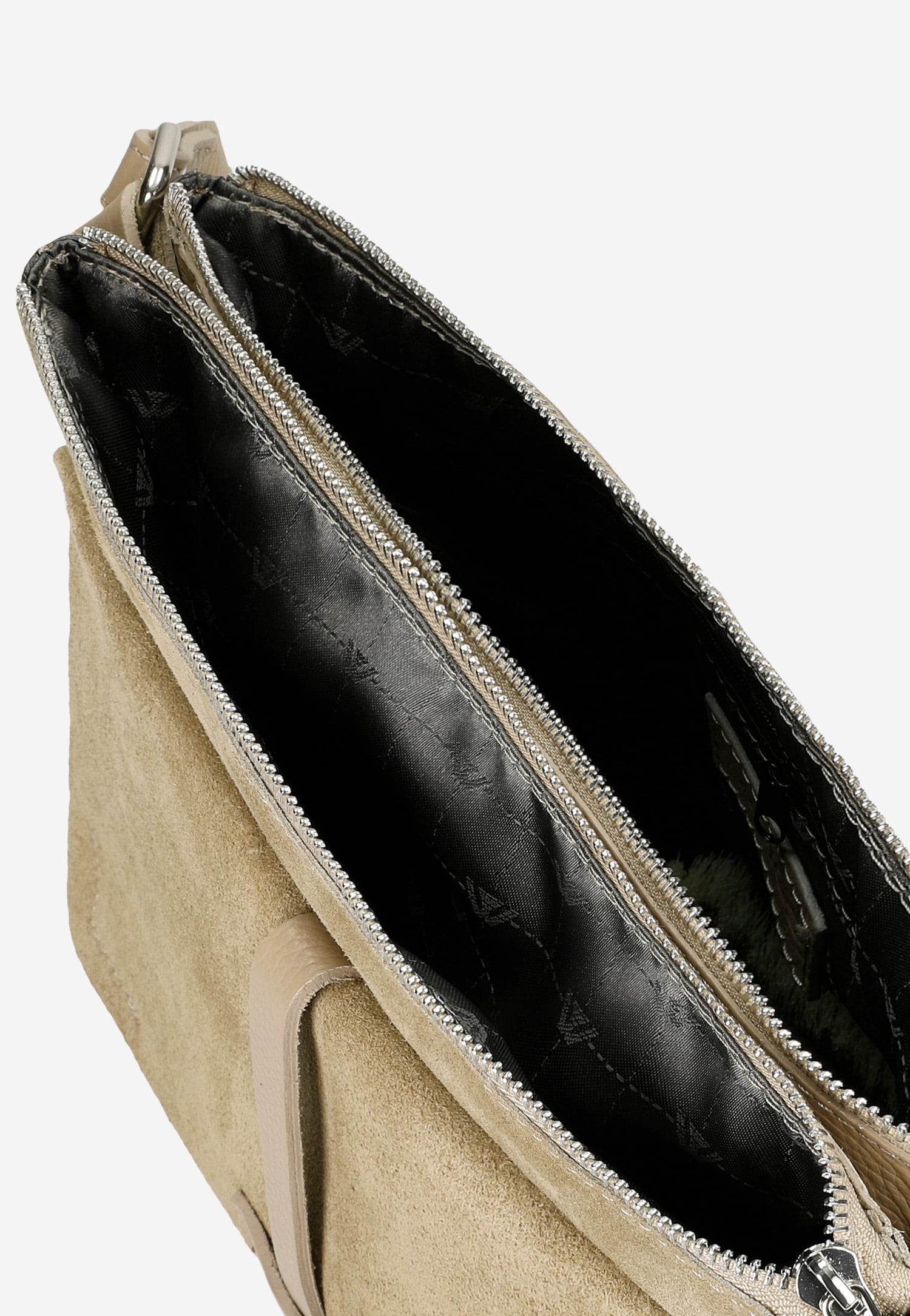 Niewielka beżowa torebka damska z łączonych skór