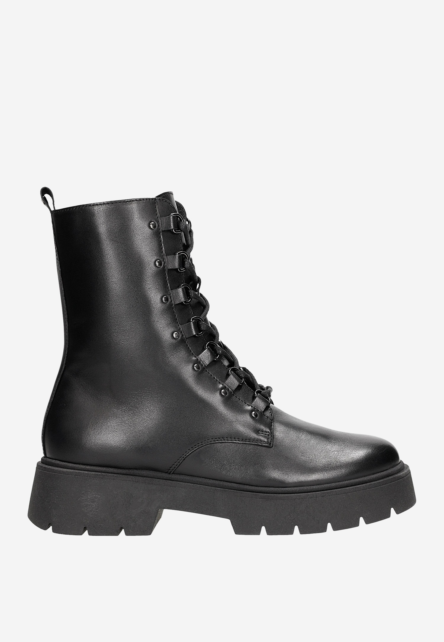 Czarne bikery damskie na grubej podeszwie