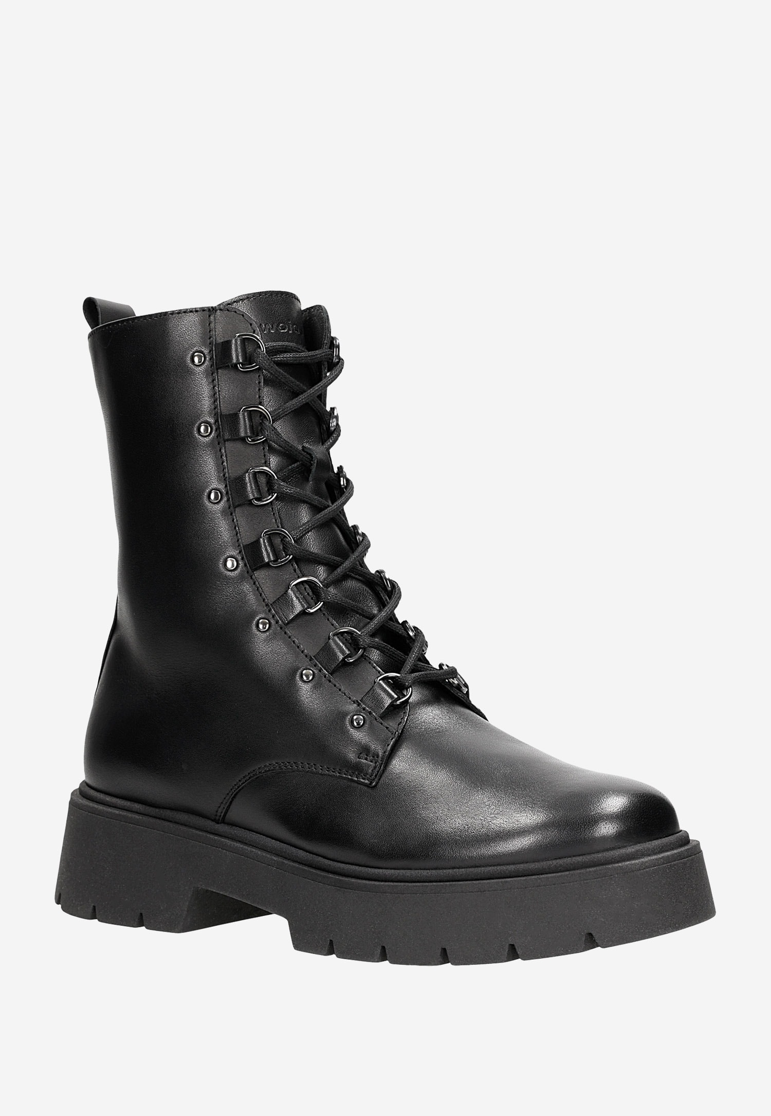 Czarne bikery damskie na grubej podeszwie