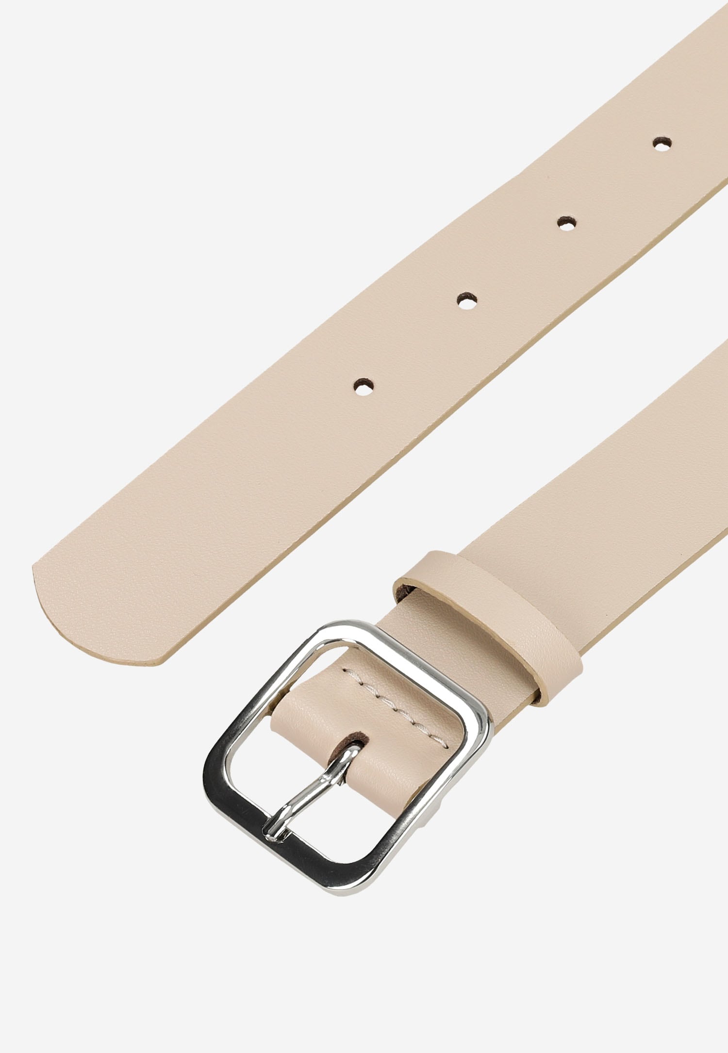 Jasnobrązowy pasek damski ze skóry licowej ze złotą klamrą