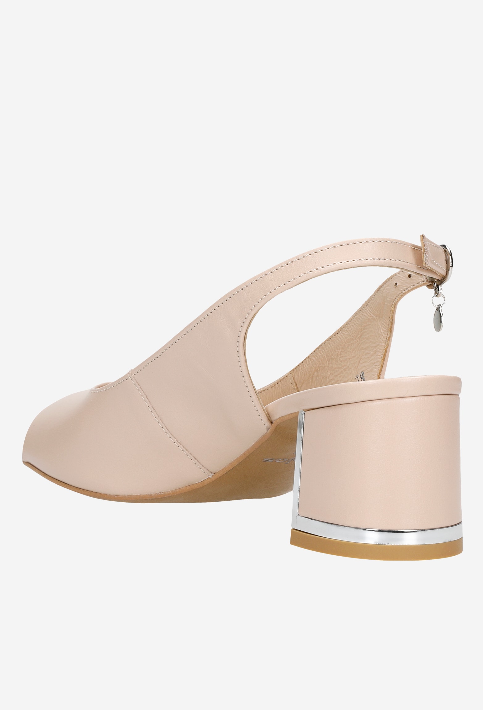 Beżowe sandały damskie z otwartą piętą oraz ozdobnym obcasem