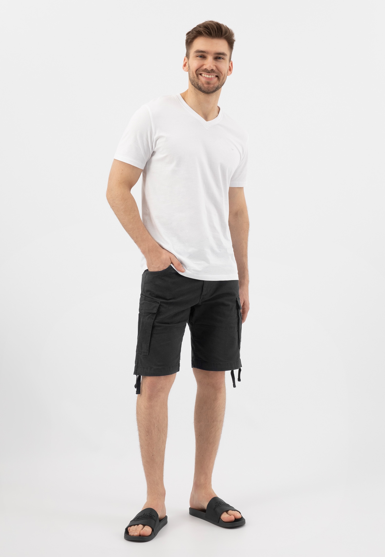 RELAKS granatowe klapki męskie z białym logo