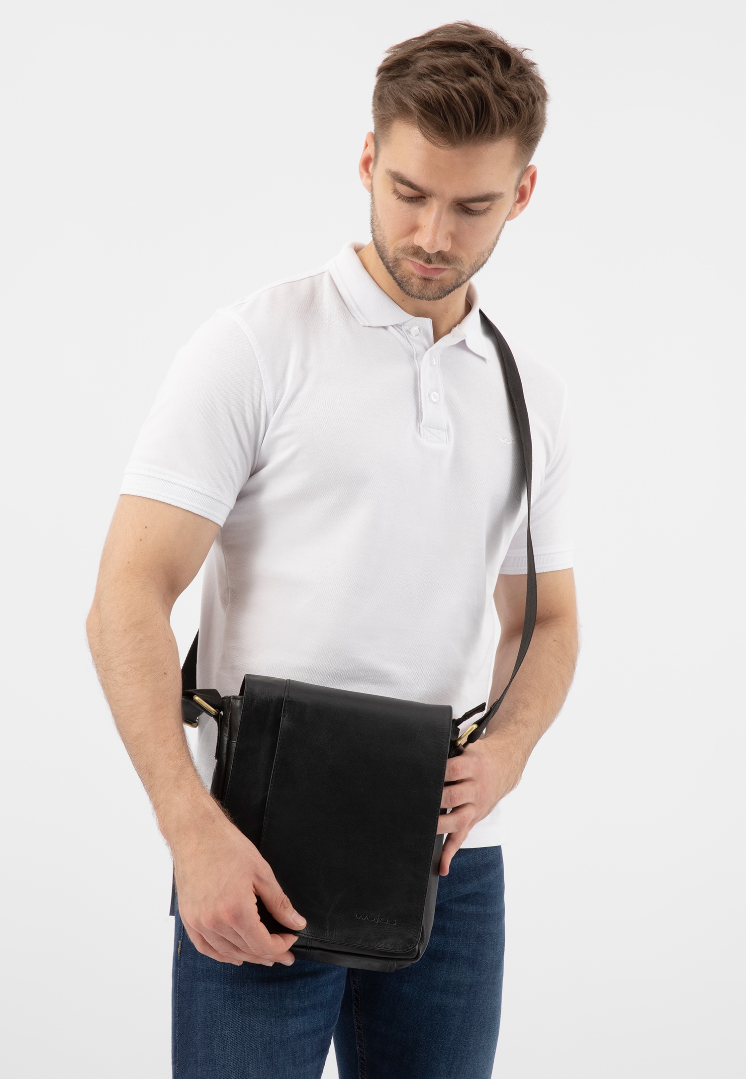 Brązowa torba męska ze skóry licowej