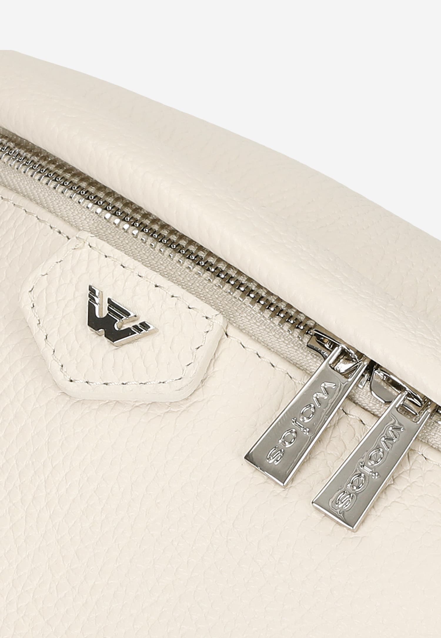 Duża beżowa skórzana torebka damska typu nerka