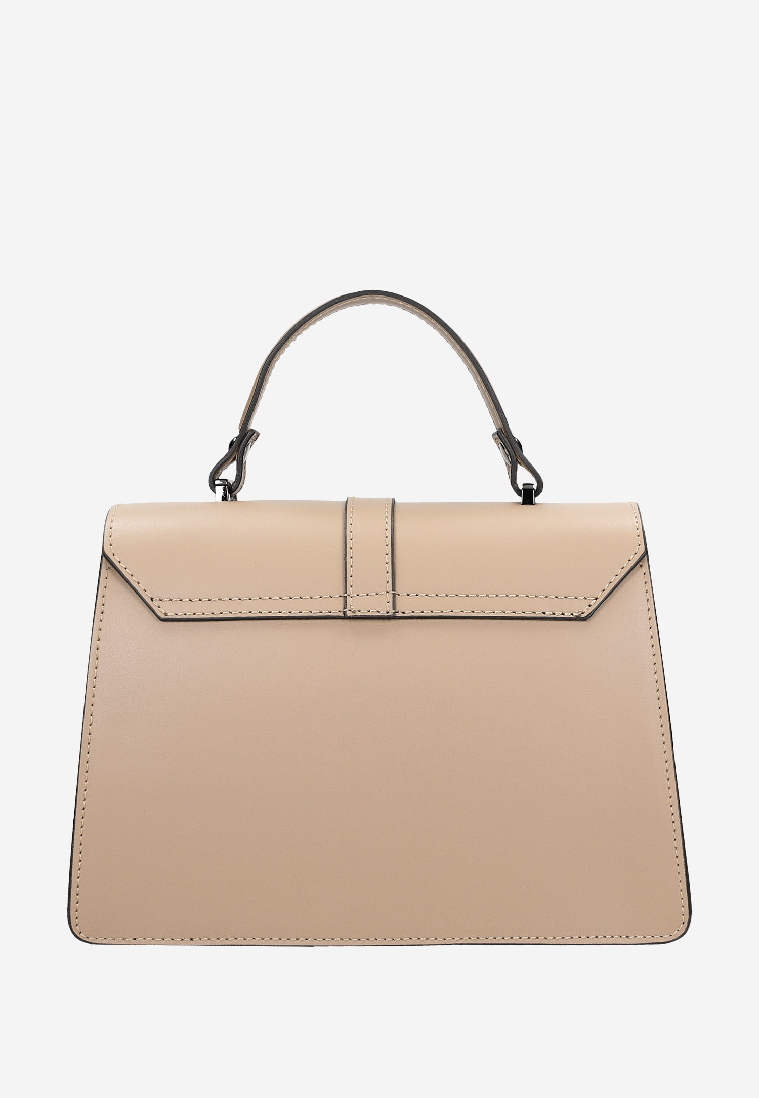 Jasnobrązowa torebka damska kuferek z gładkiej skóry licowej