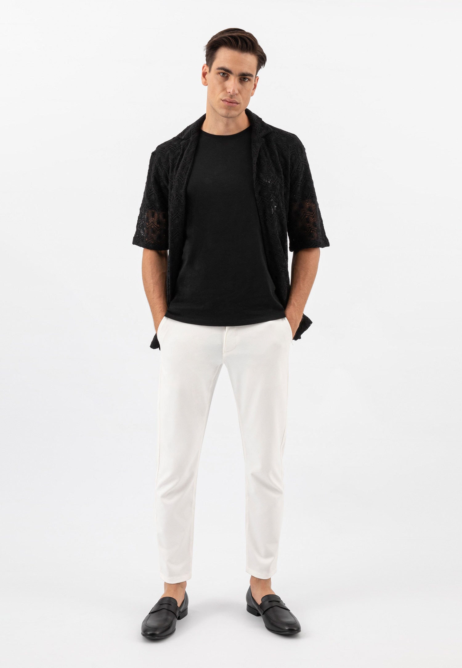 Skórzane loafersy męskie w kolorze brązowym