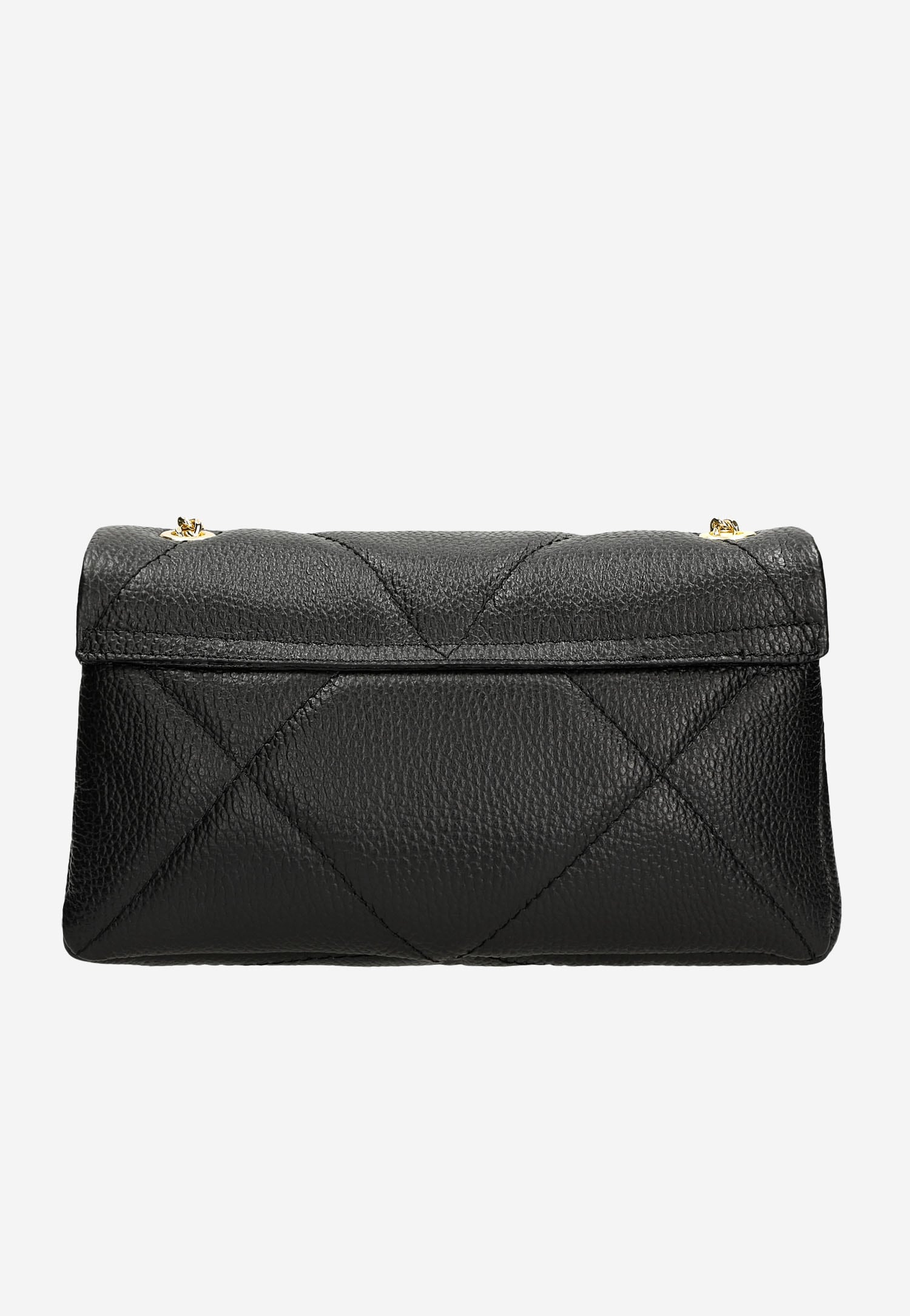 Czarna skórzana torebka ze złotymi akcentami