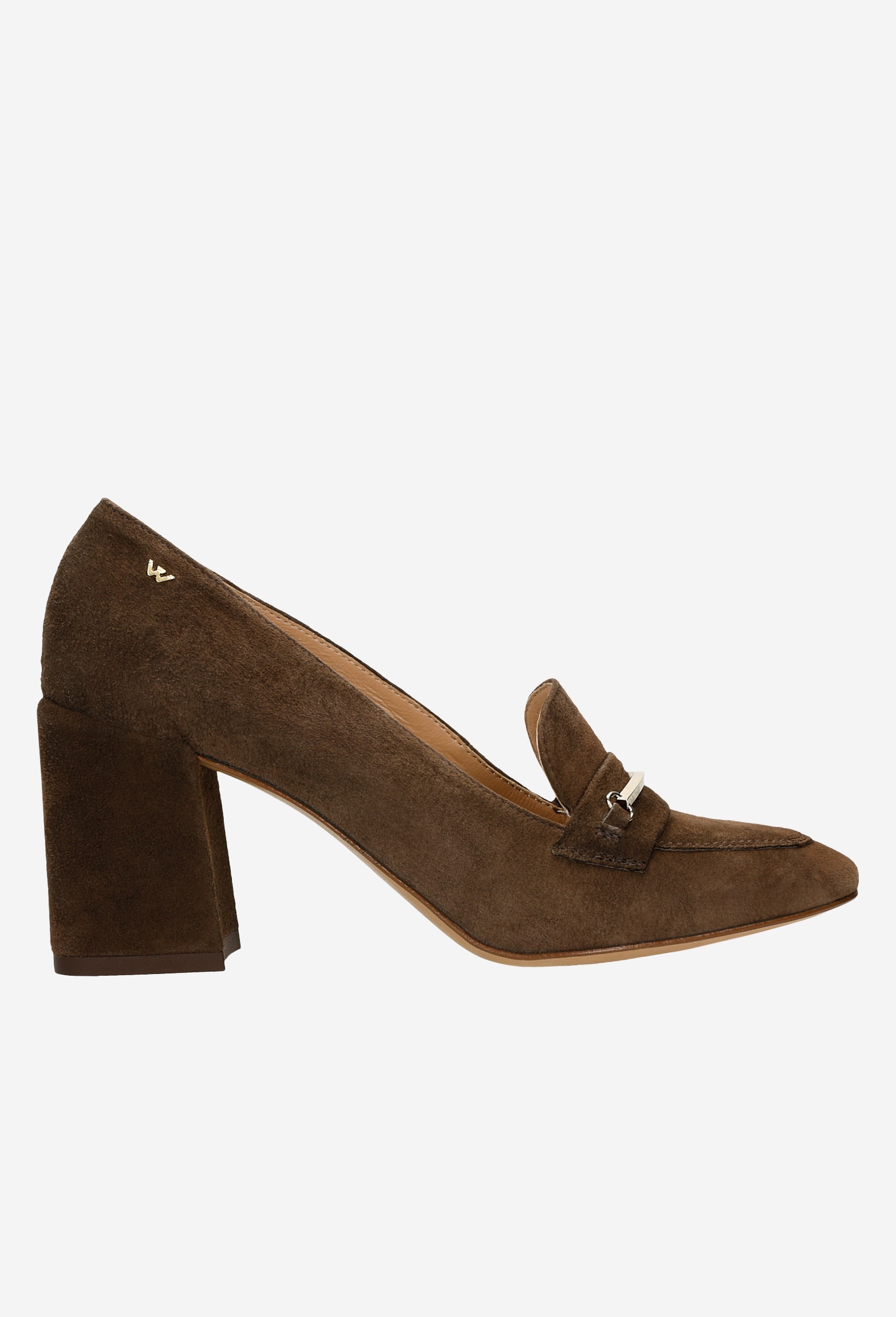 Brązowe mokasyny damskie na obcasie