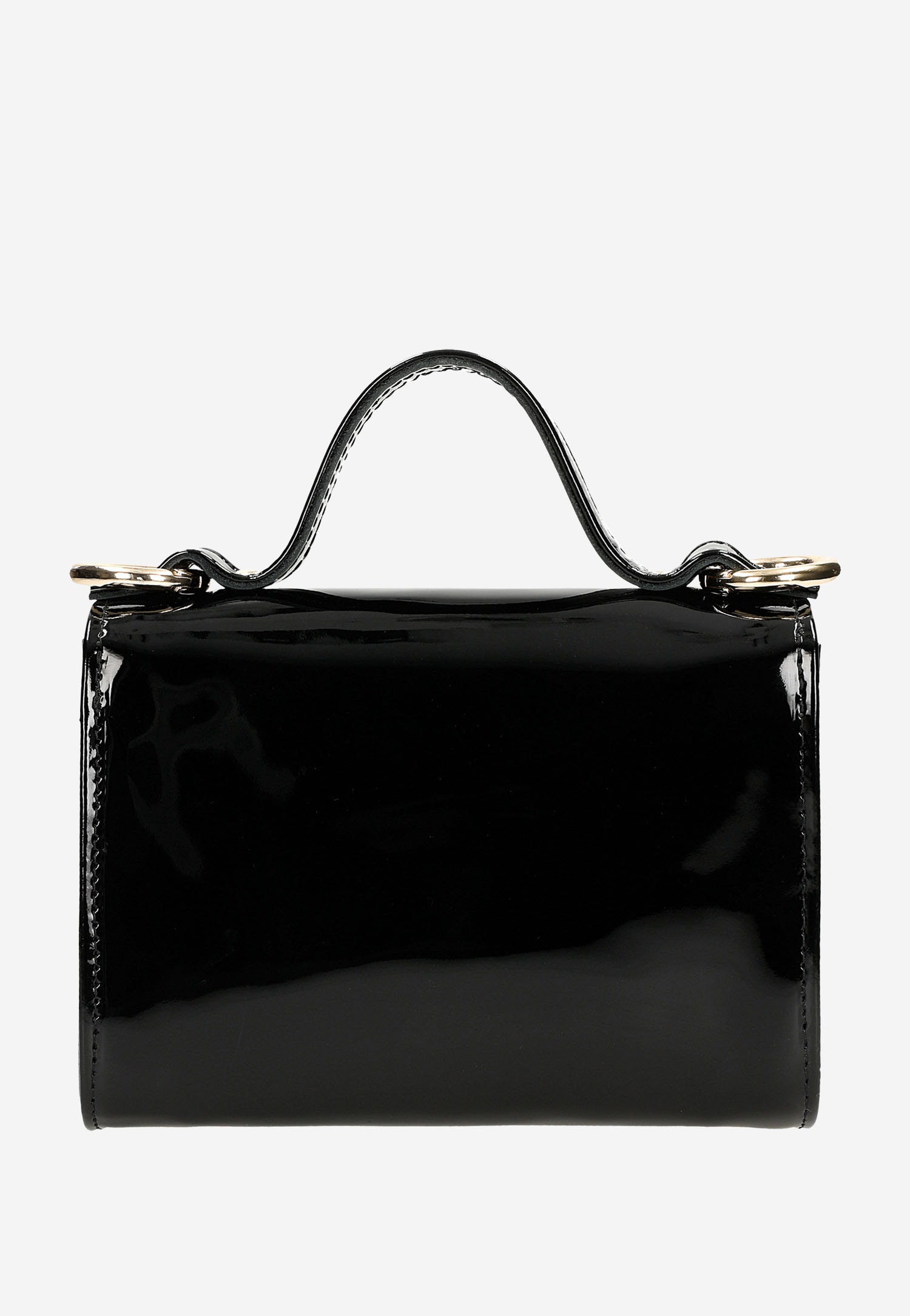 Mała czarna torebka damska z lakierowanej skóry