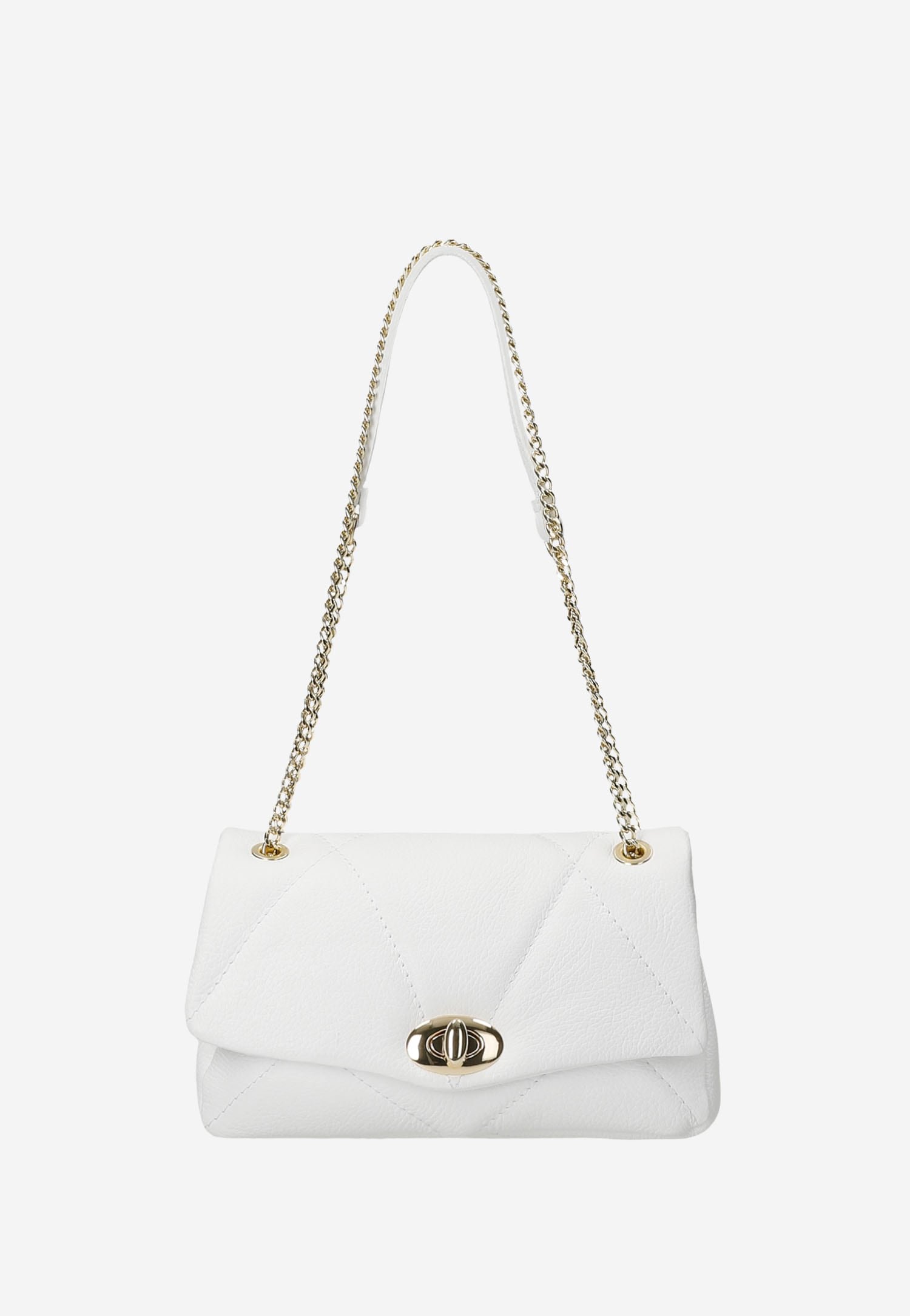 Czarna skórzana torebka ze złotymi akcentami