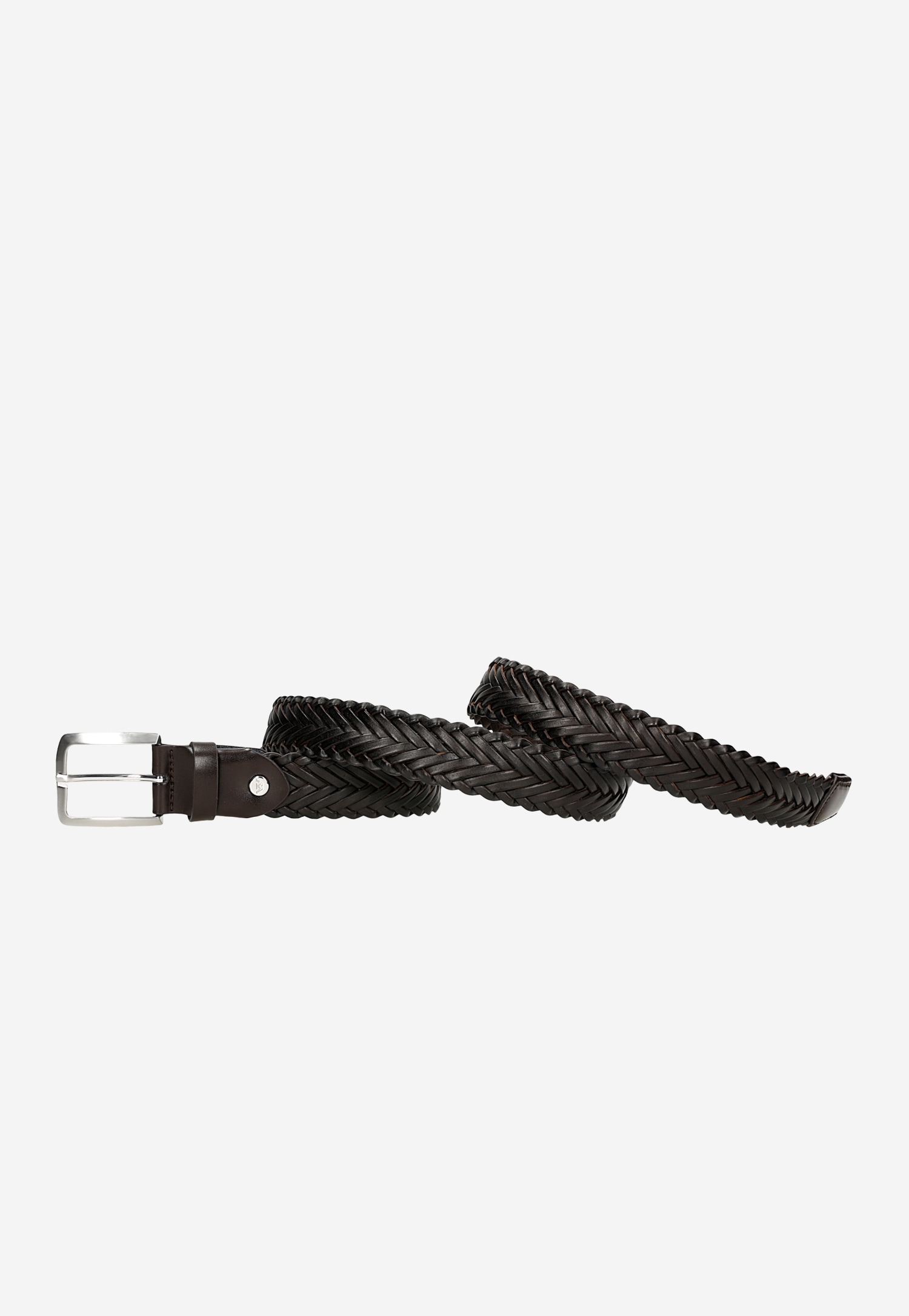 Brązowy skórzany pasek damski pleciony