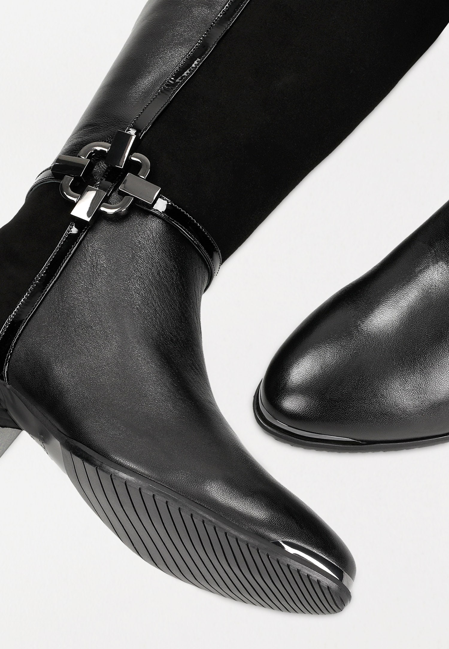 Czarne kozaki damskie PREMIUM z cholewką do kolana