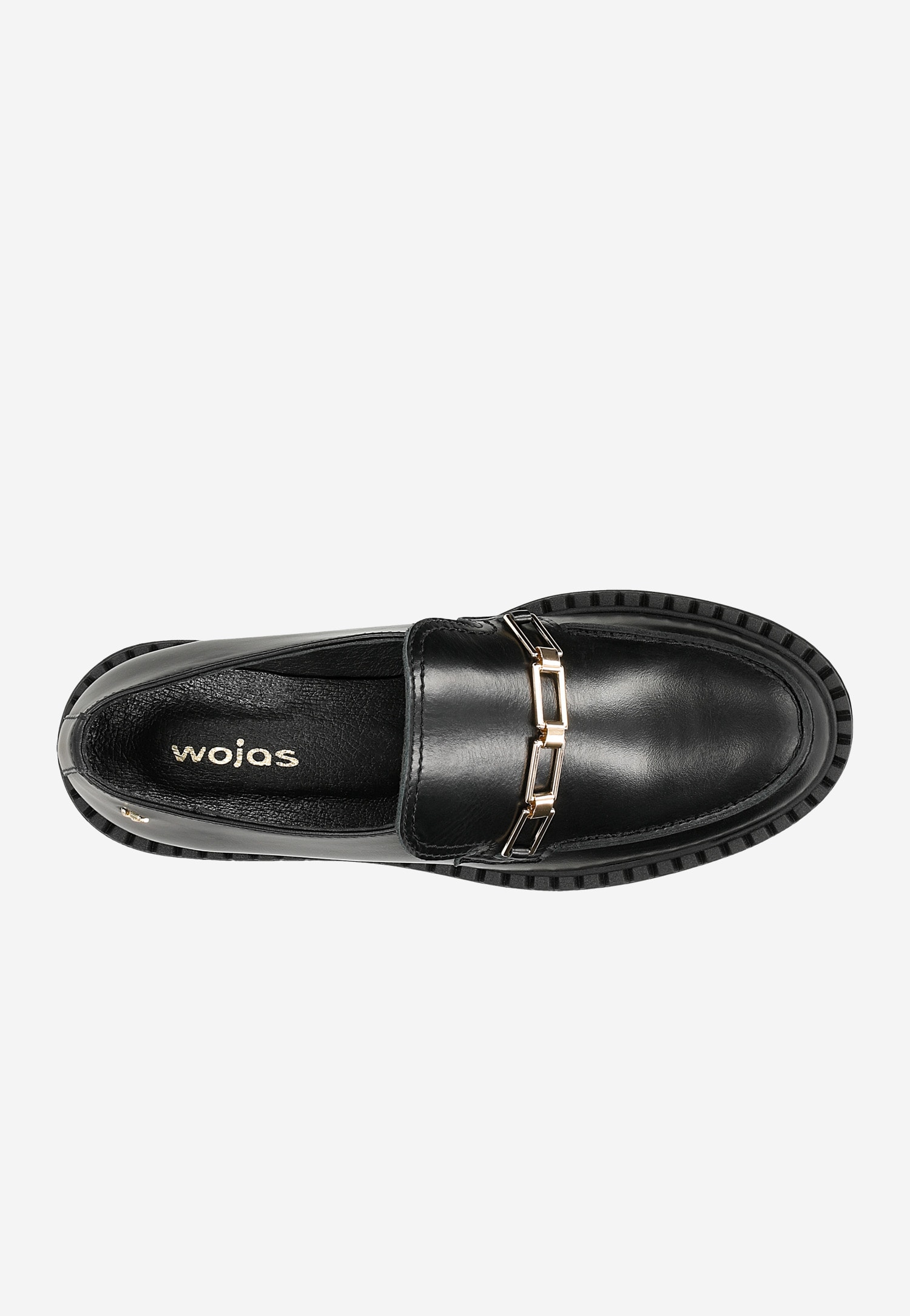 Czarne mokasyny damskie ze skóry florentic ze złotą ozdobą