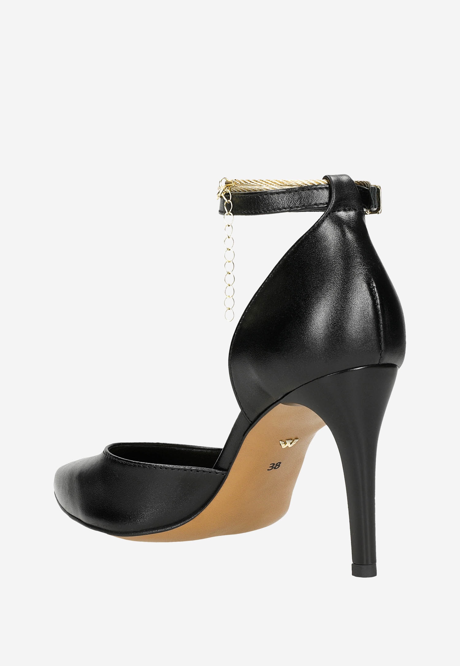 Czarne szpilki damskie z zapięciem wokół kostki