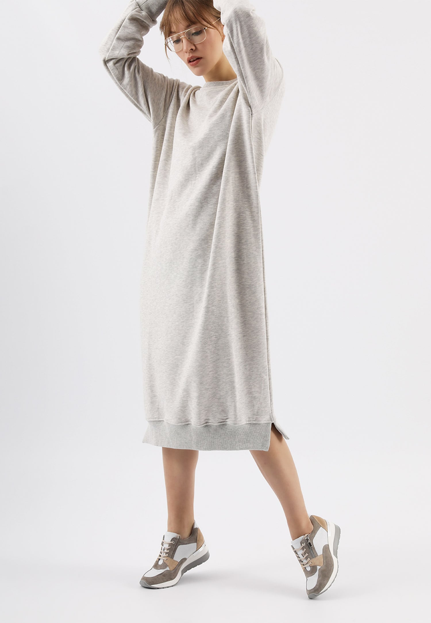 Sneakersy damskie w kolorze biało-szaro-beżowym