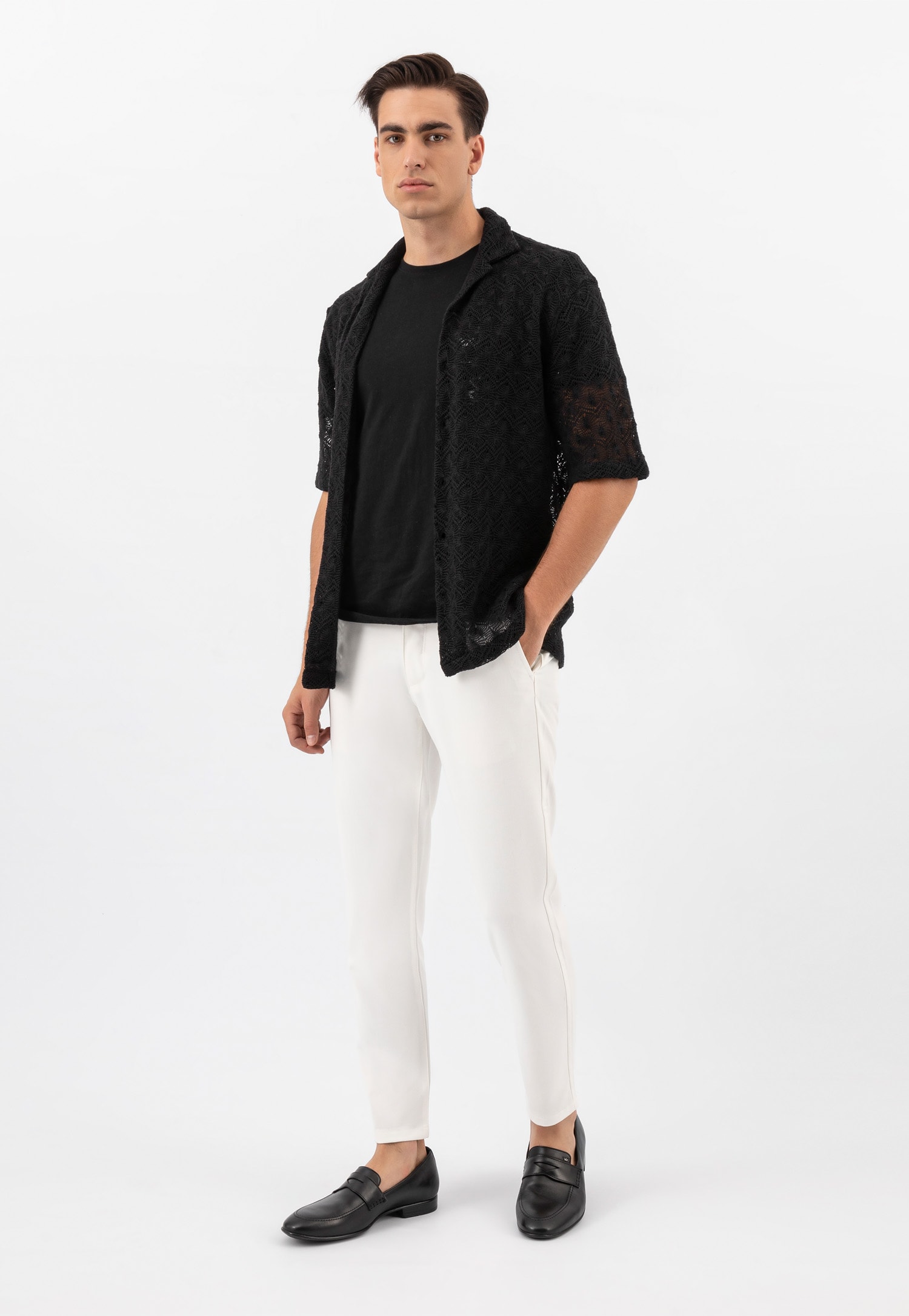 Skórzane loafersy męskie w kolorze brązowym