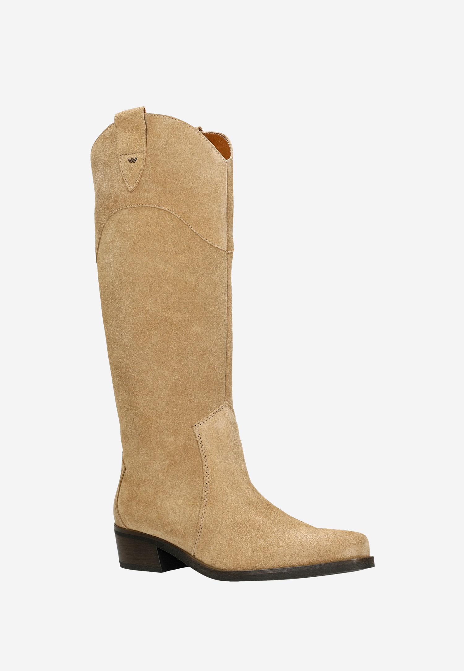 Beżowe kozaki damskie typu kowbojki