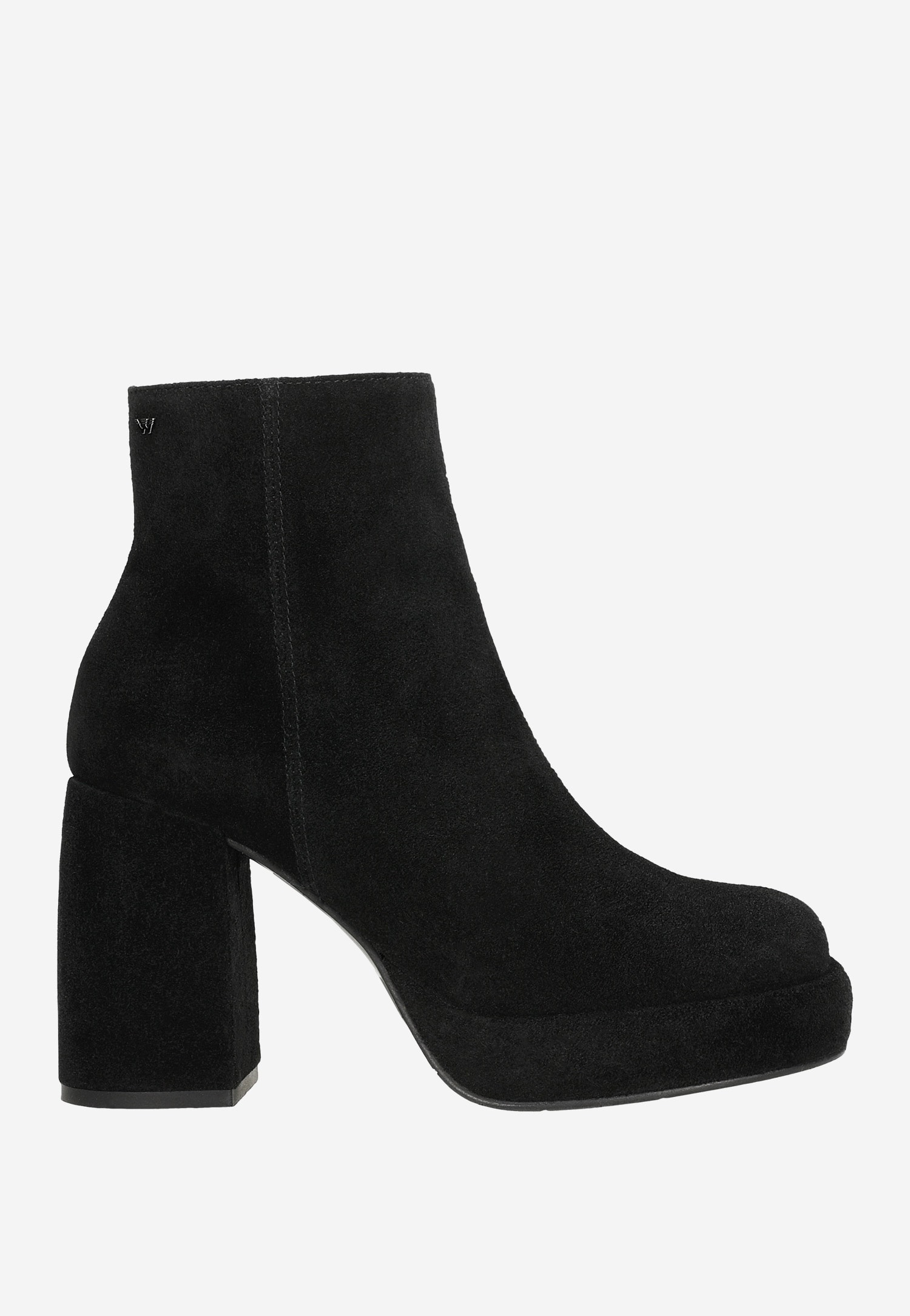 Beżowe botki damskie na szerokim słupku