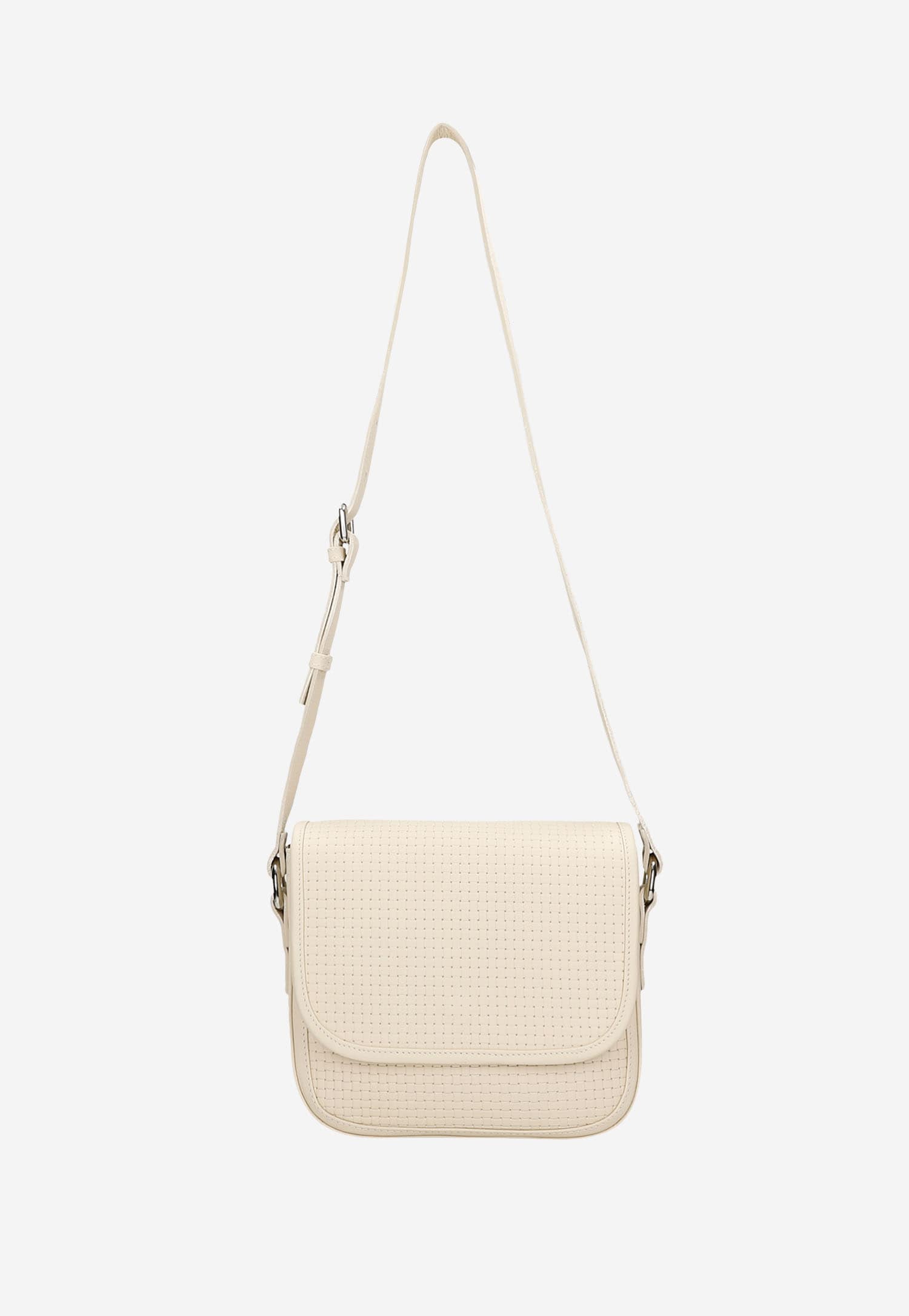 Skórzana torebka damska w kolorze jasnego beżu