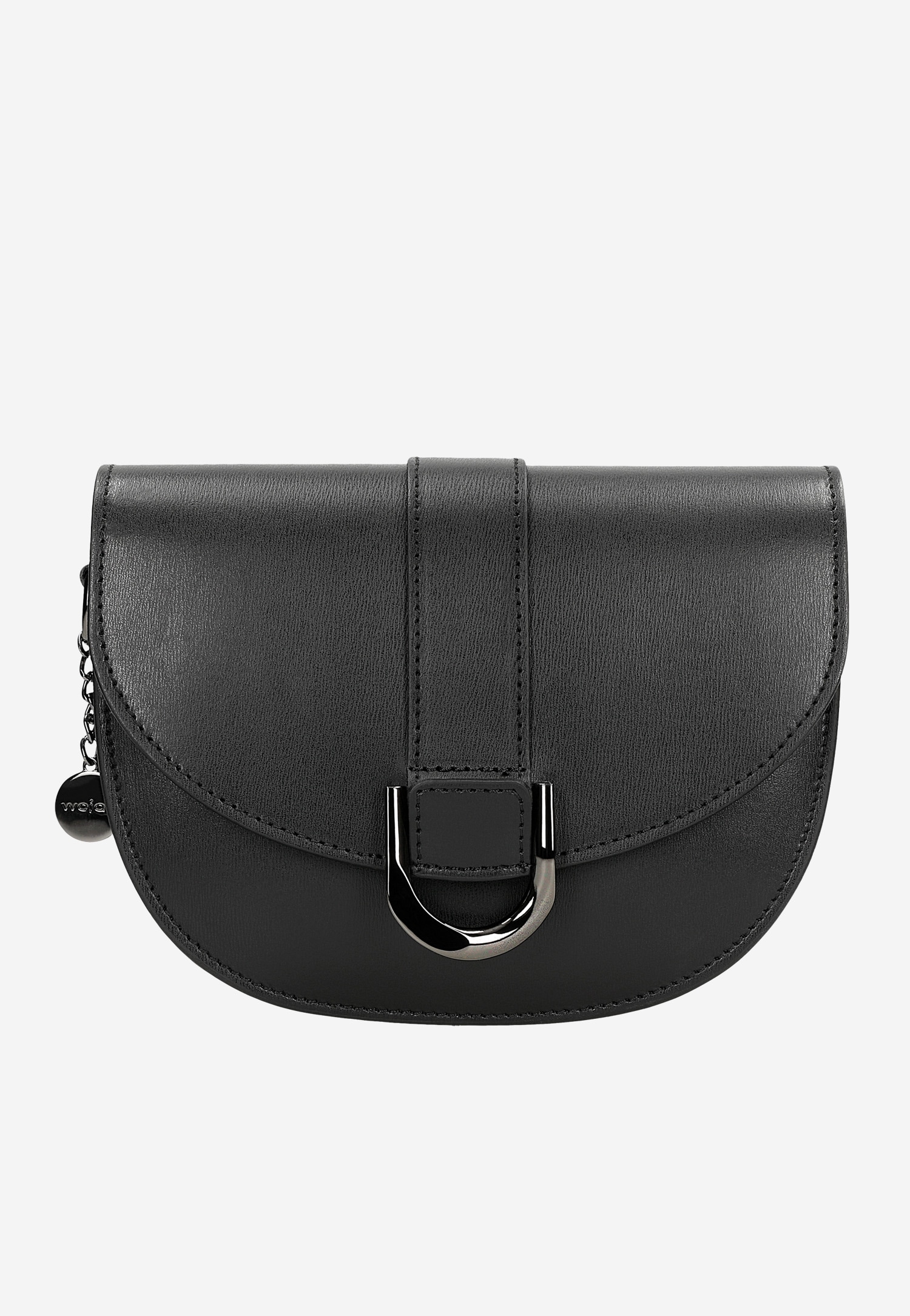 Mała skórzana torebka damska w kolorze czarnym