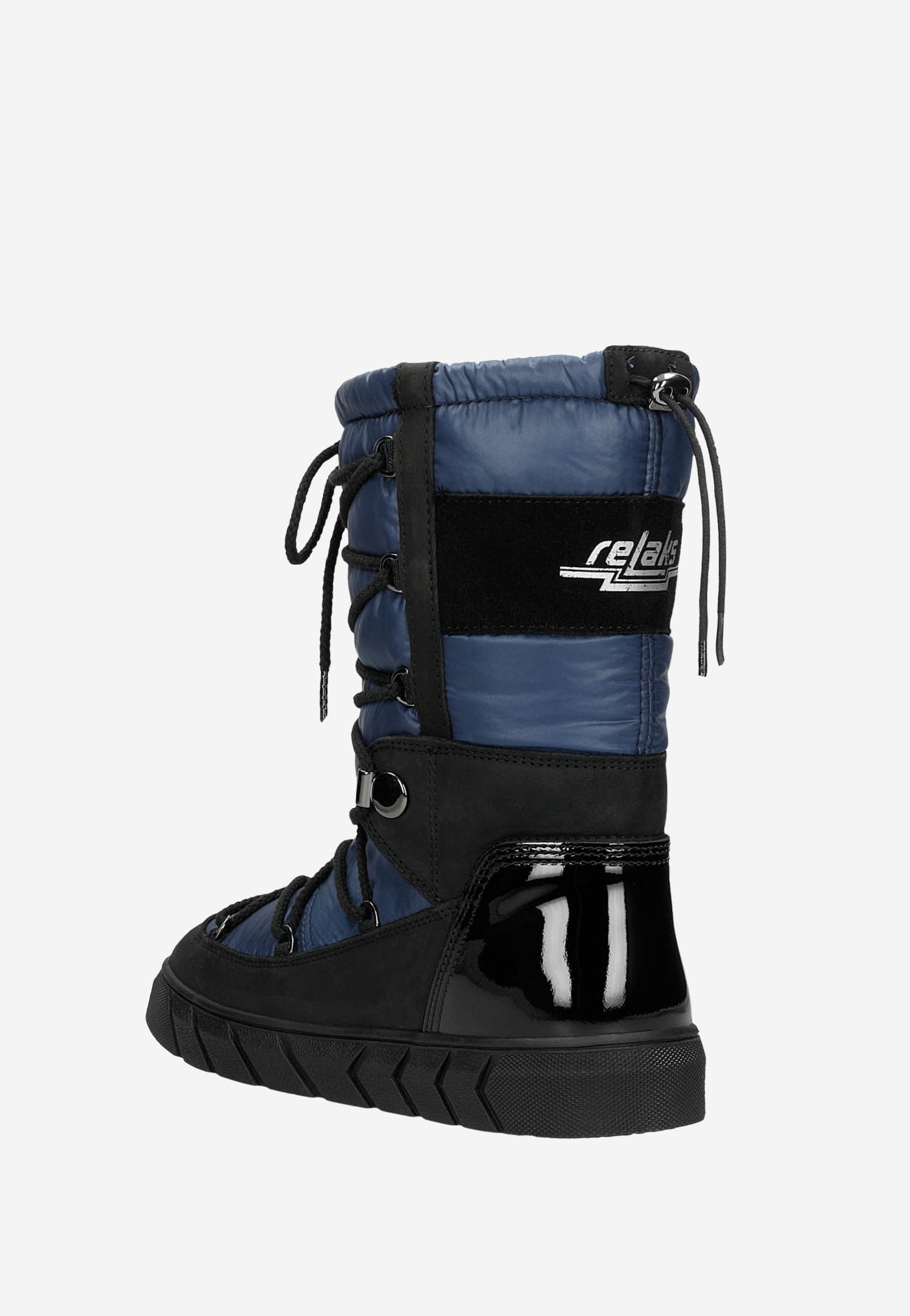 Czarno-niebieskie wsuwane śniegowce damskie RELAKS