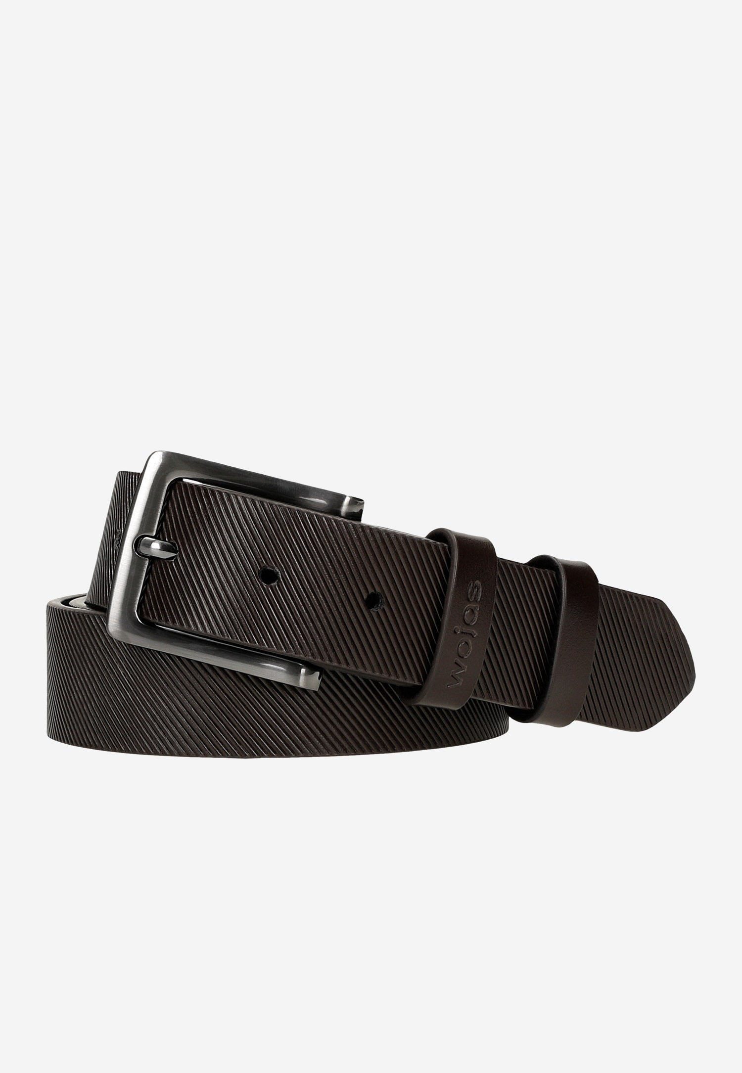 Ciemnobrązowy pasek męski ze skośną teksturą