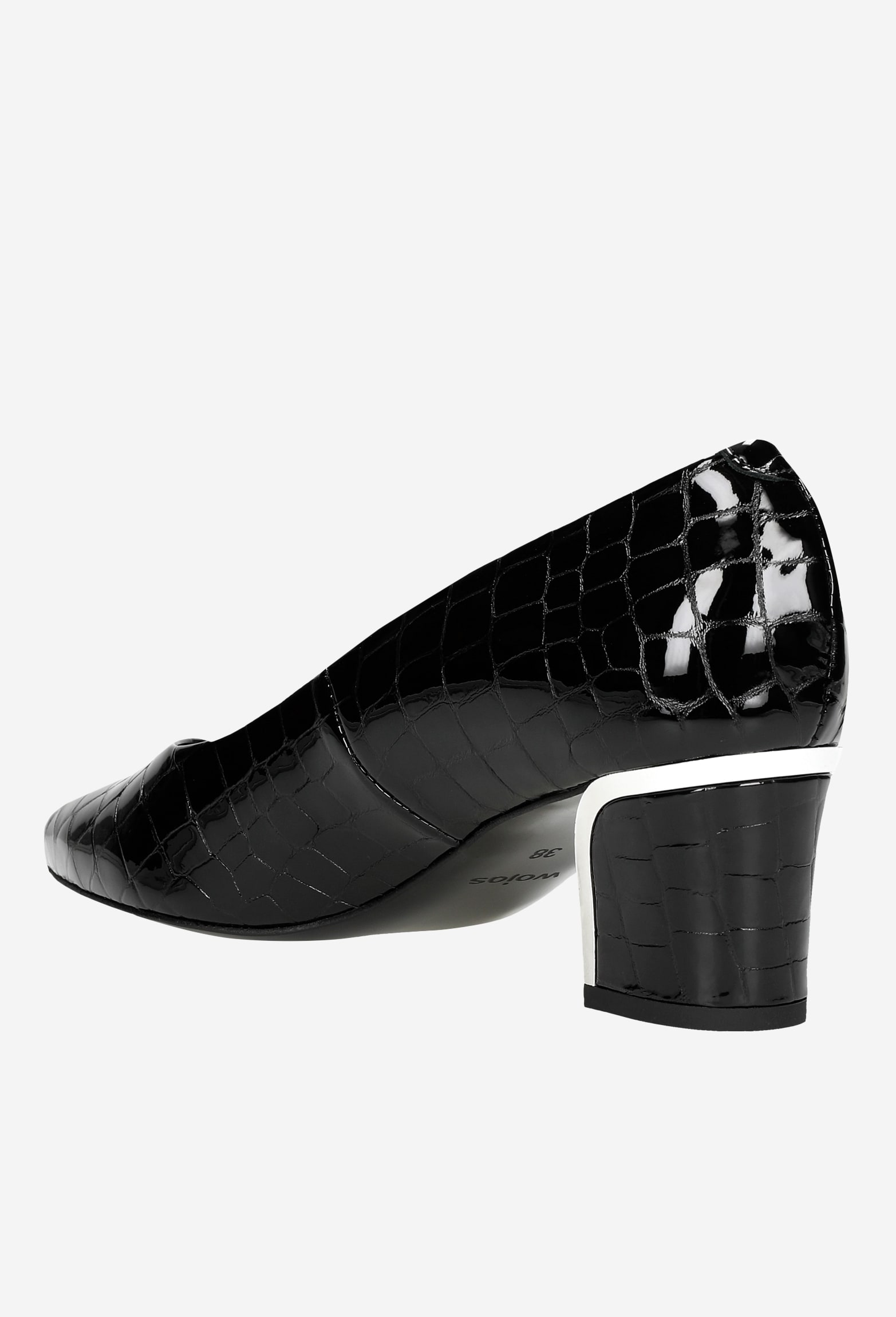 Czarne czółenka damskie z ozdobnym obcasem