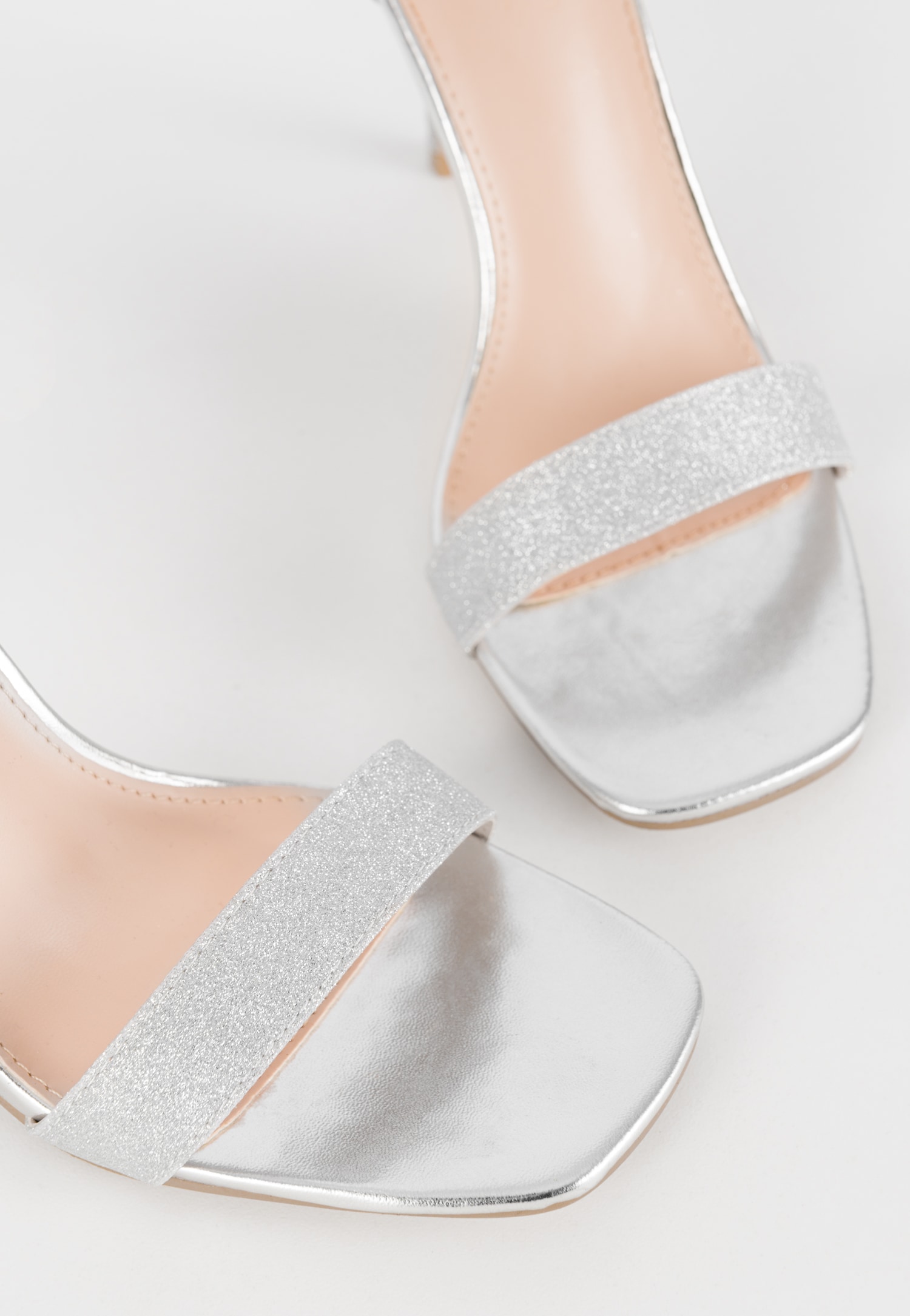 WJS eleganckie srebrne sandały damskie na obcasie