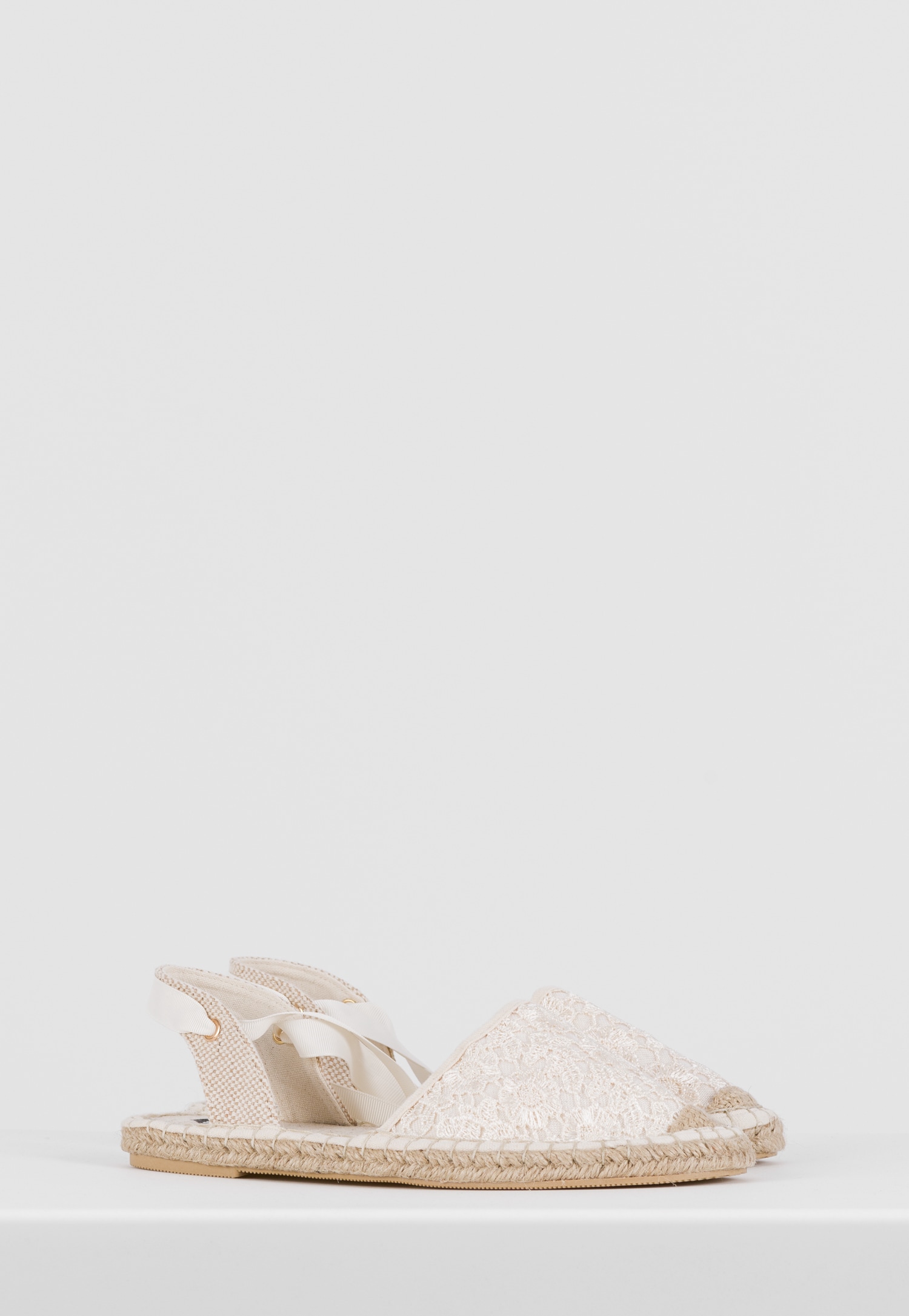 WJS beżowe espadryle damskie z wiązaniem wokół kostki