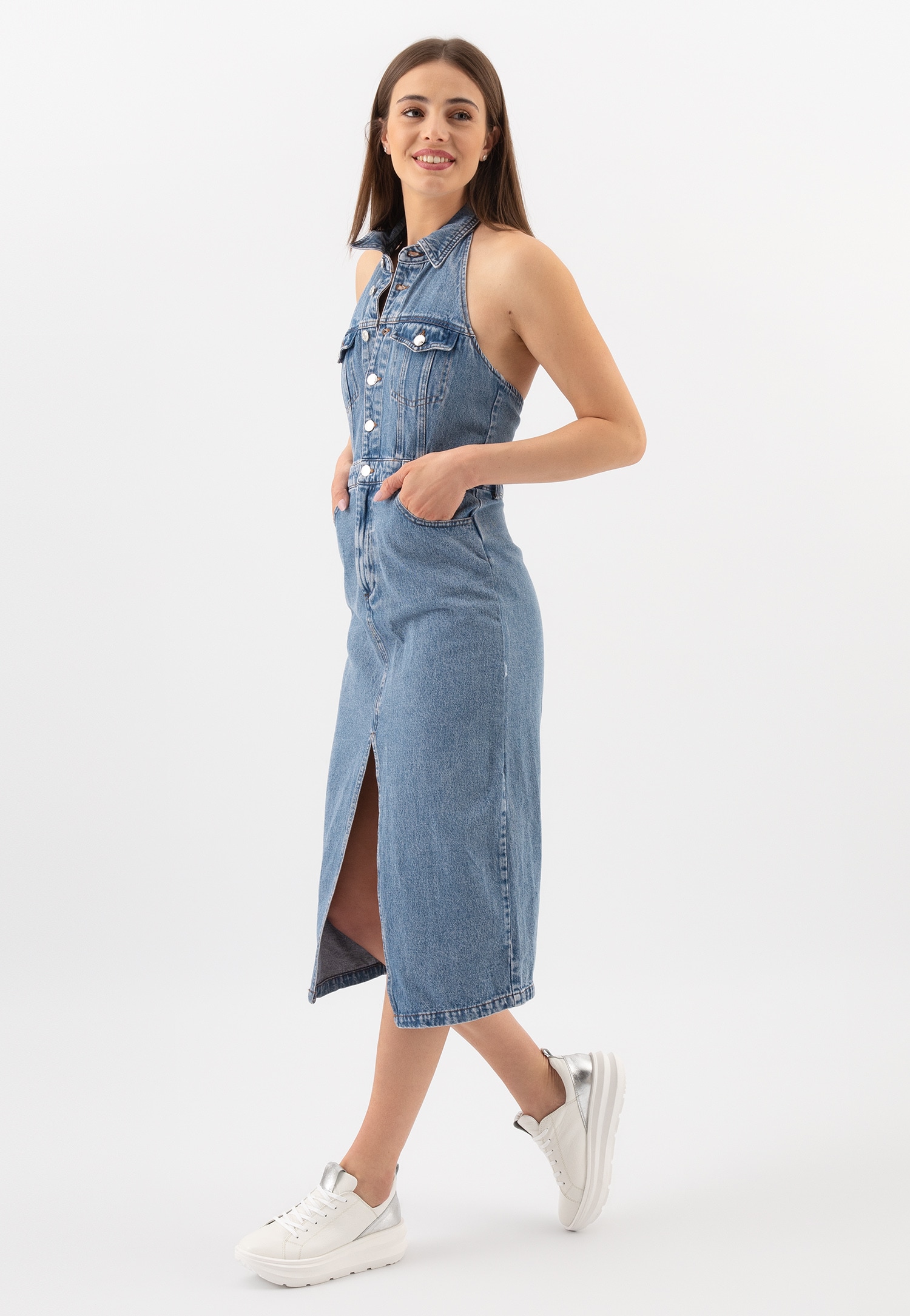 Białe sneakersy damskie ze srebrnymi wstawkami