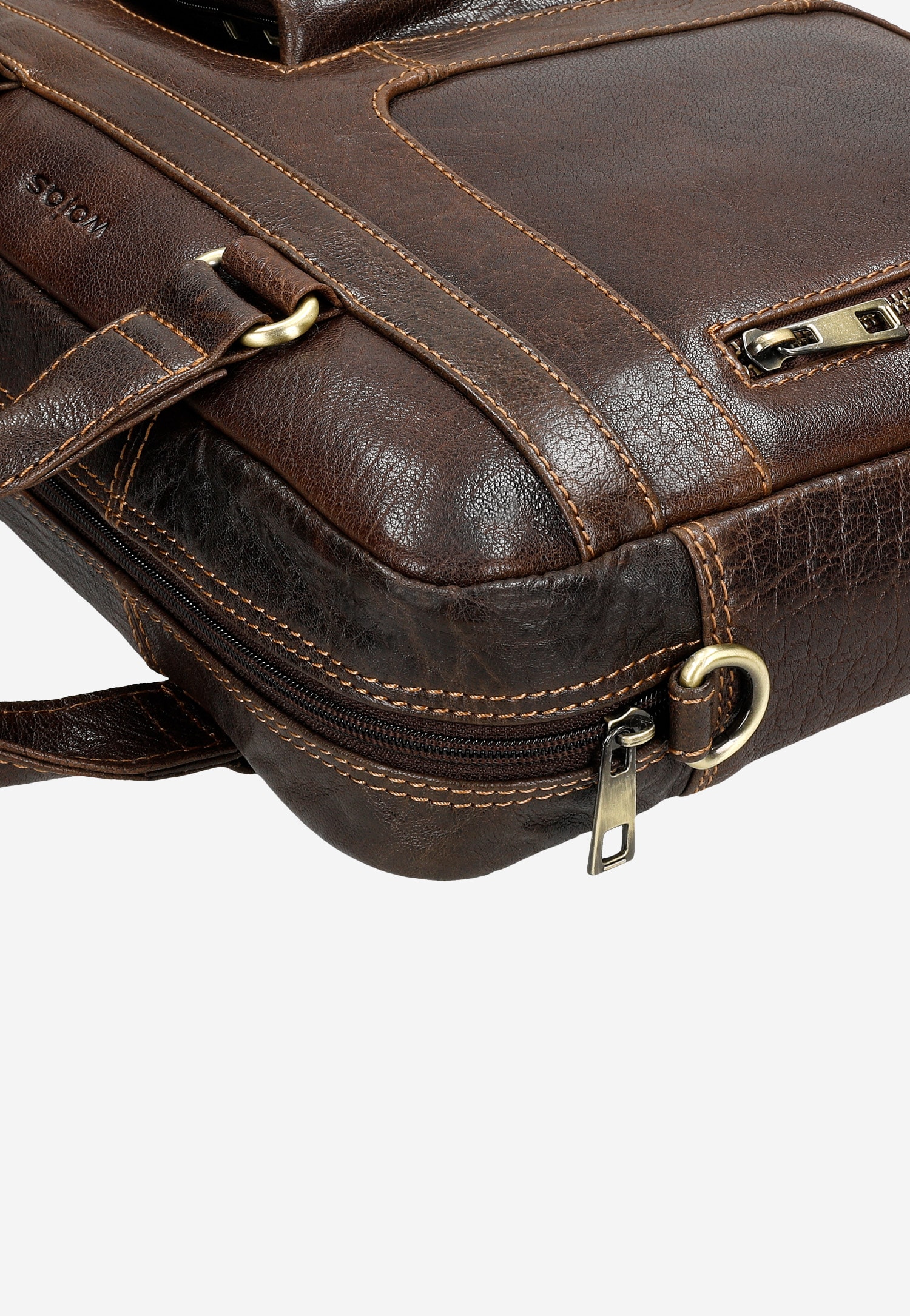 Czarna skórzana torba męska z dodatkowymi zewnętrznymi kieszeniami