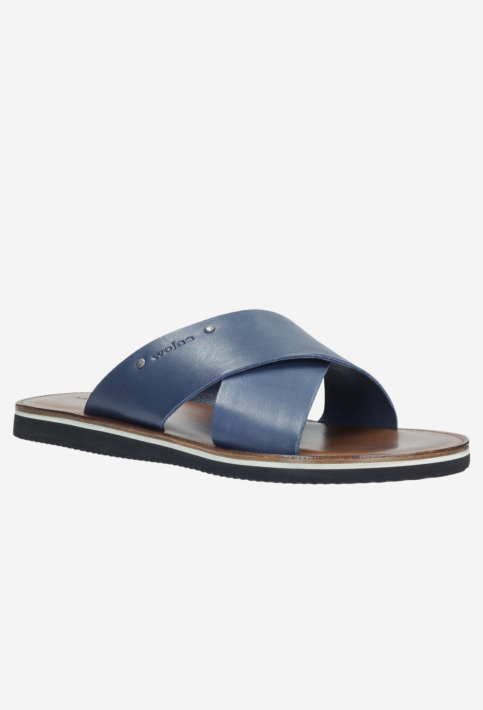 Granatowe męskie klapki ze skóry licowej