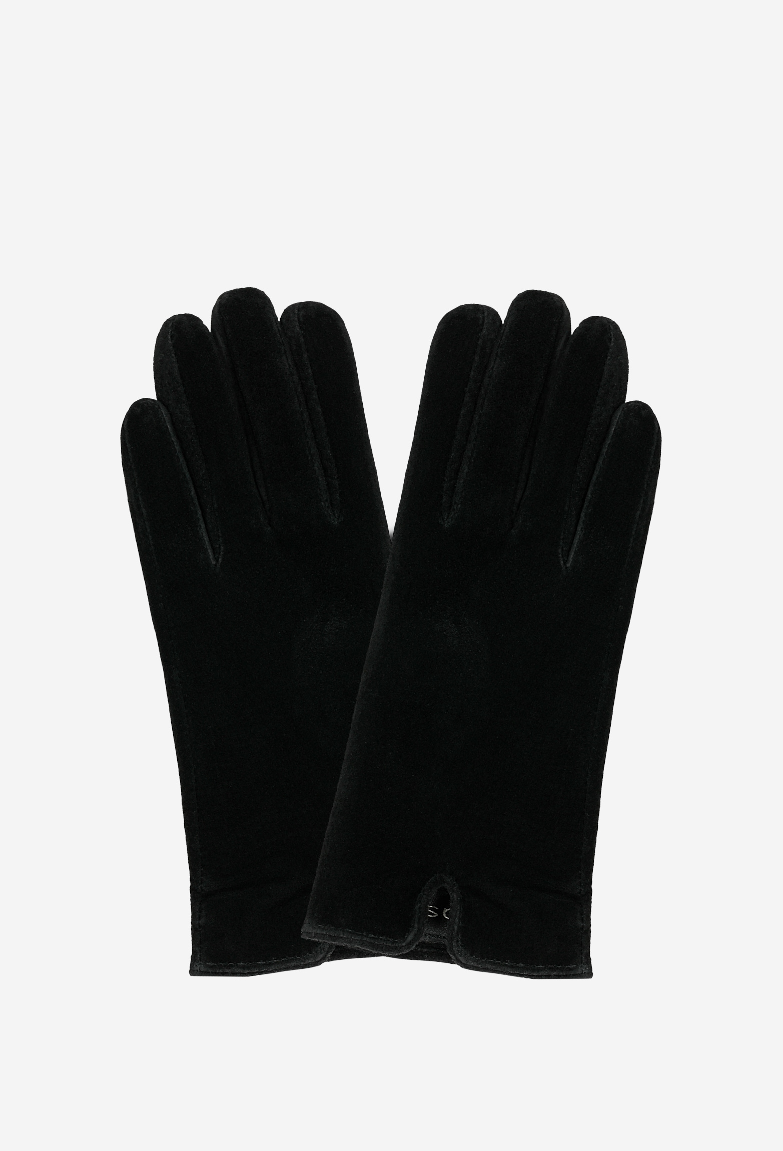 Czarne rękawiczki damskie z dwoiny welurowej