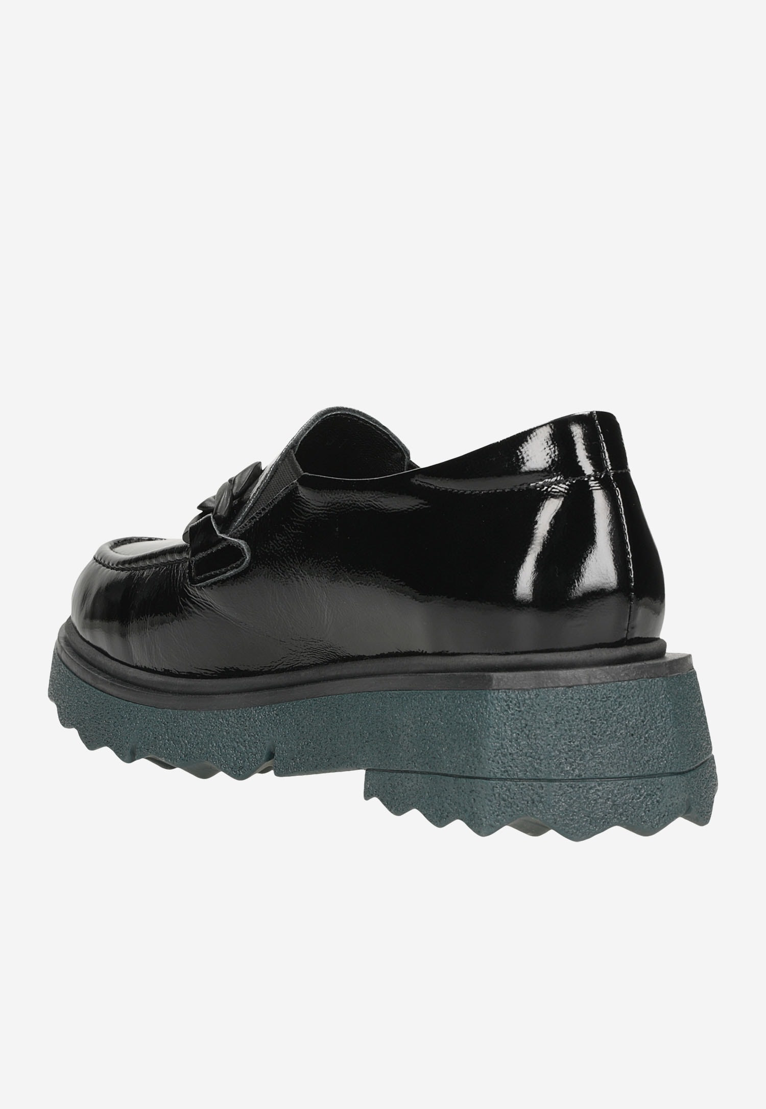 Oryginalne czarne mokasyny damskie z kolorową podeszwą