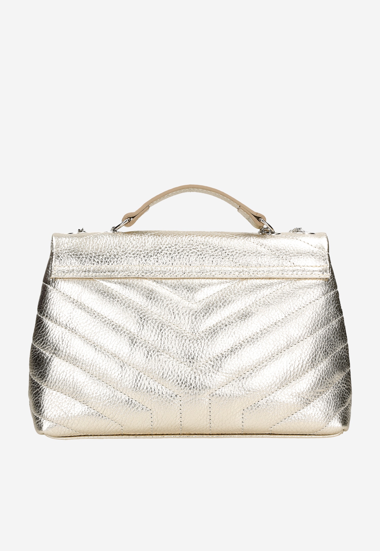 Złota torebka damska z naturalnej skóry