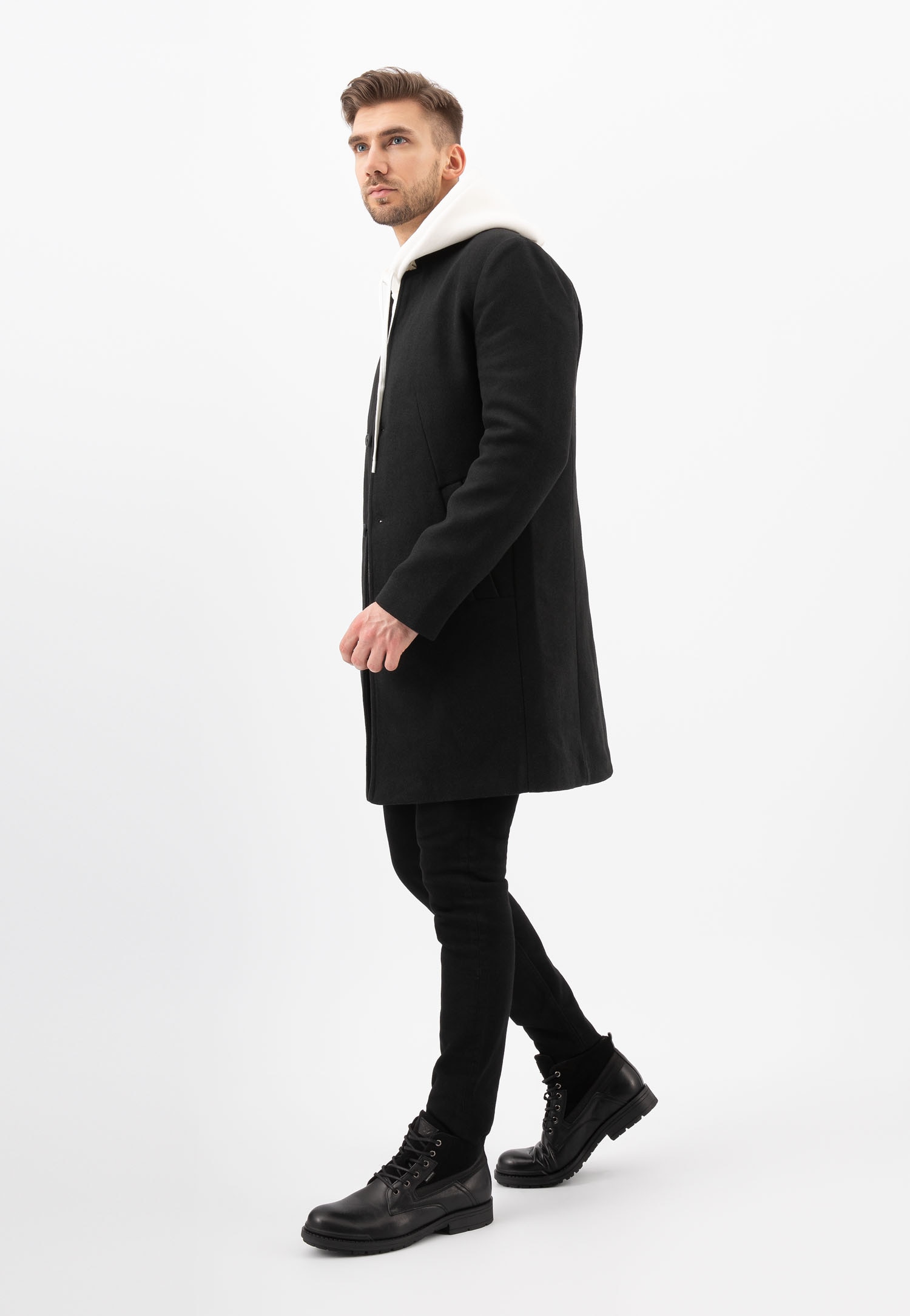 Czarne ocieplane trzewiki męskie typu workery