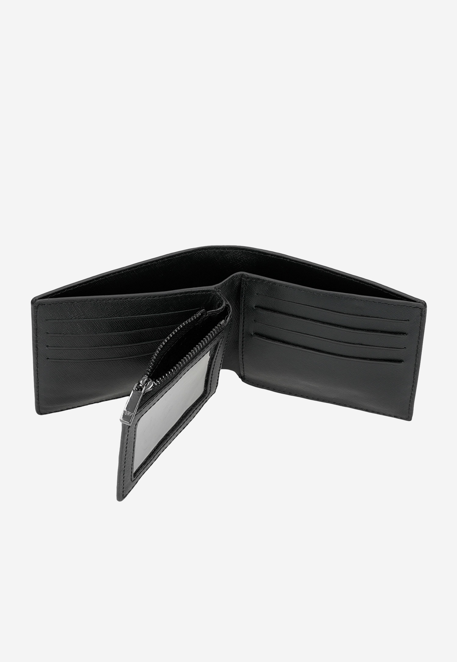 Klasyczny czarny portfel męski ze skóry licowej
