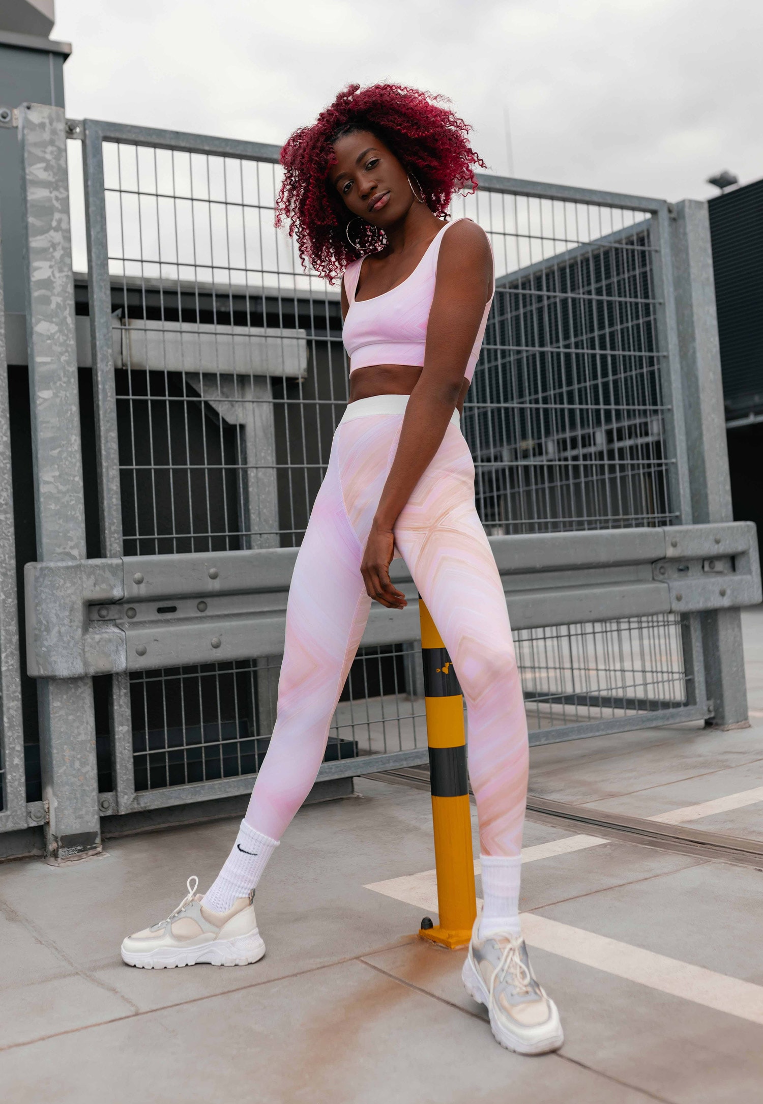 CHIARA różowe pastelowe legginsy sportowe