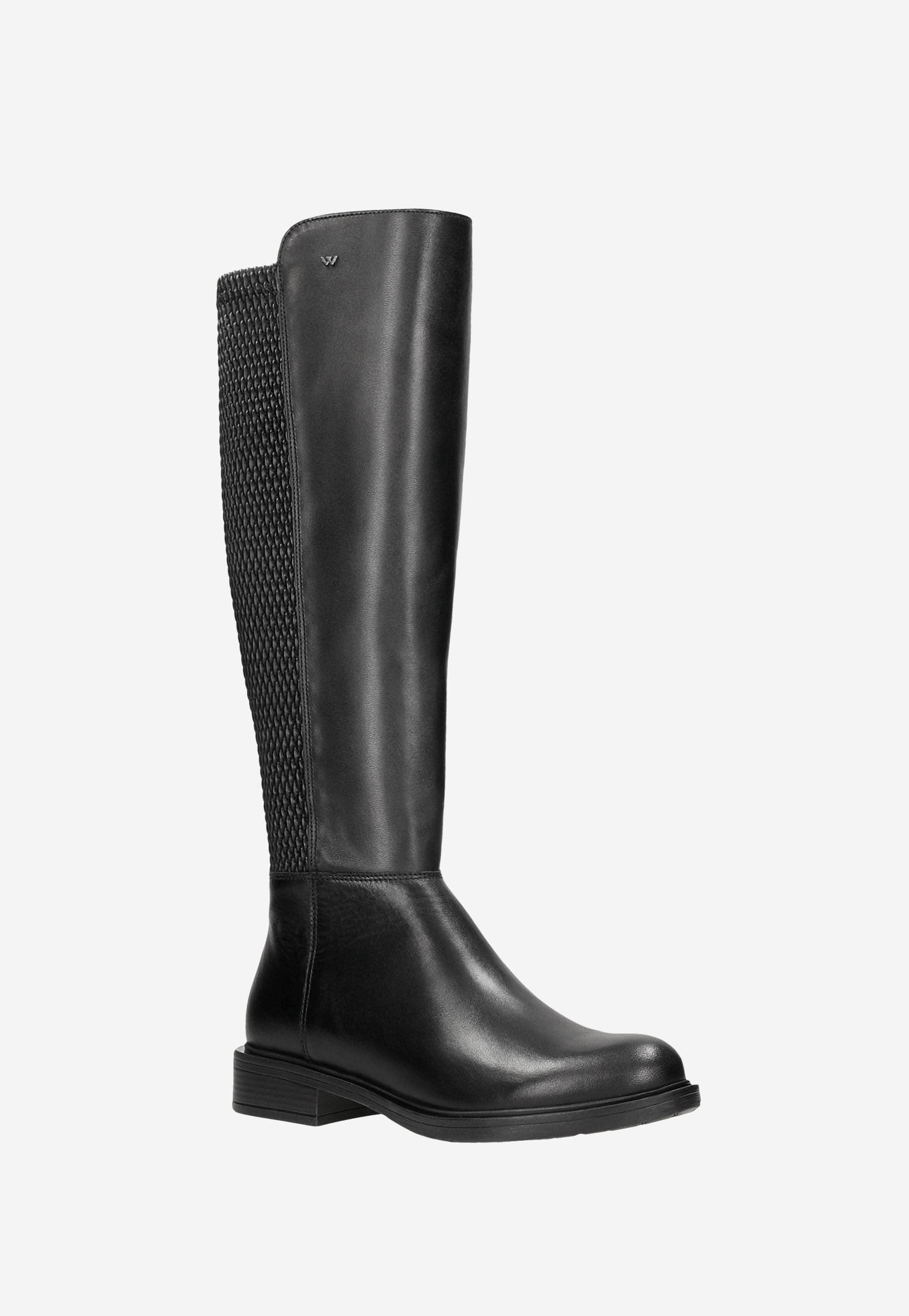 Czarne skórzane kozaki damskie z ociepleniem