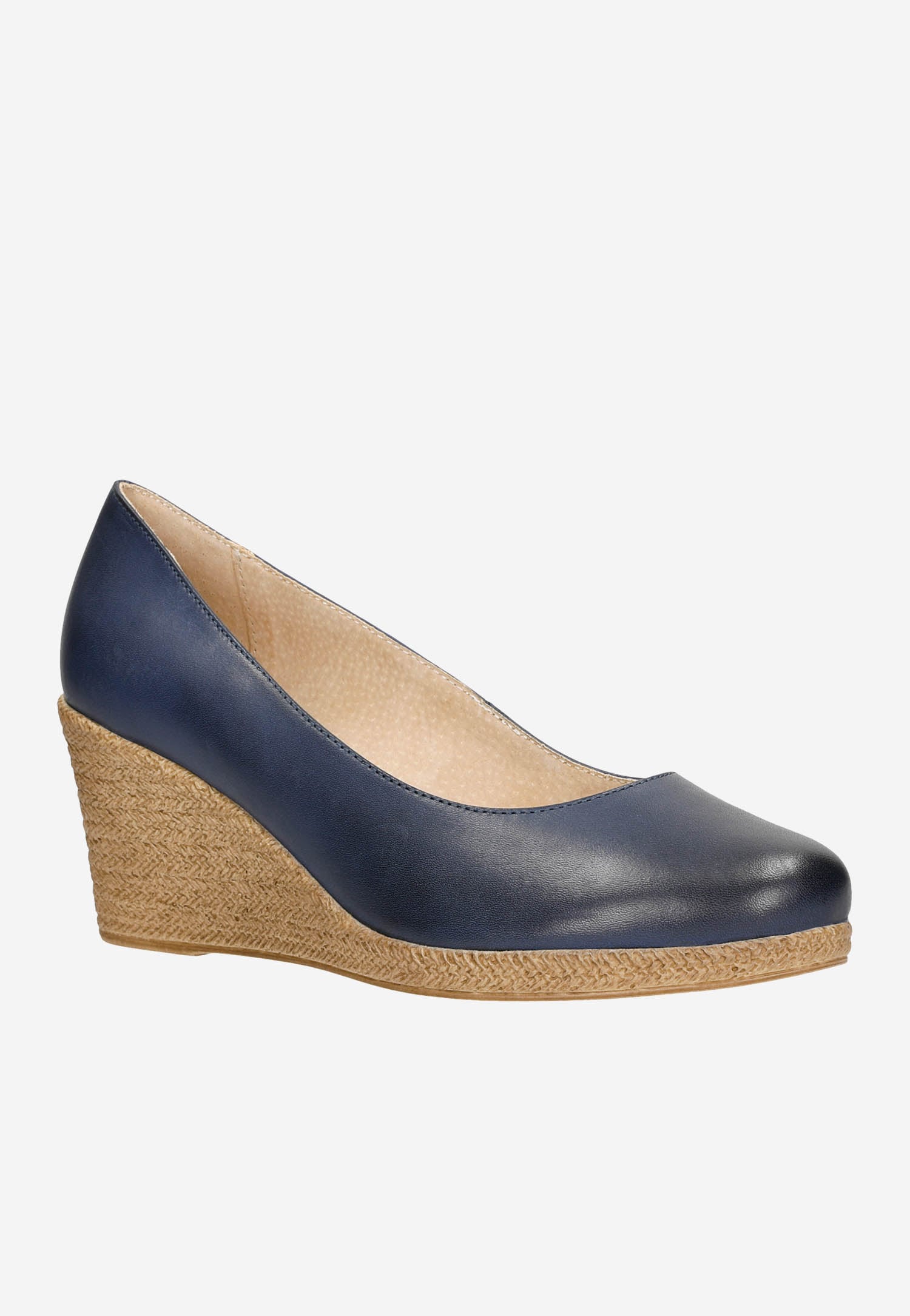 Granatowe czółenka damskie na koturnie