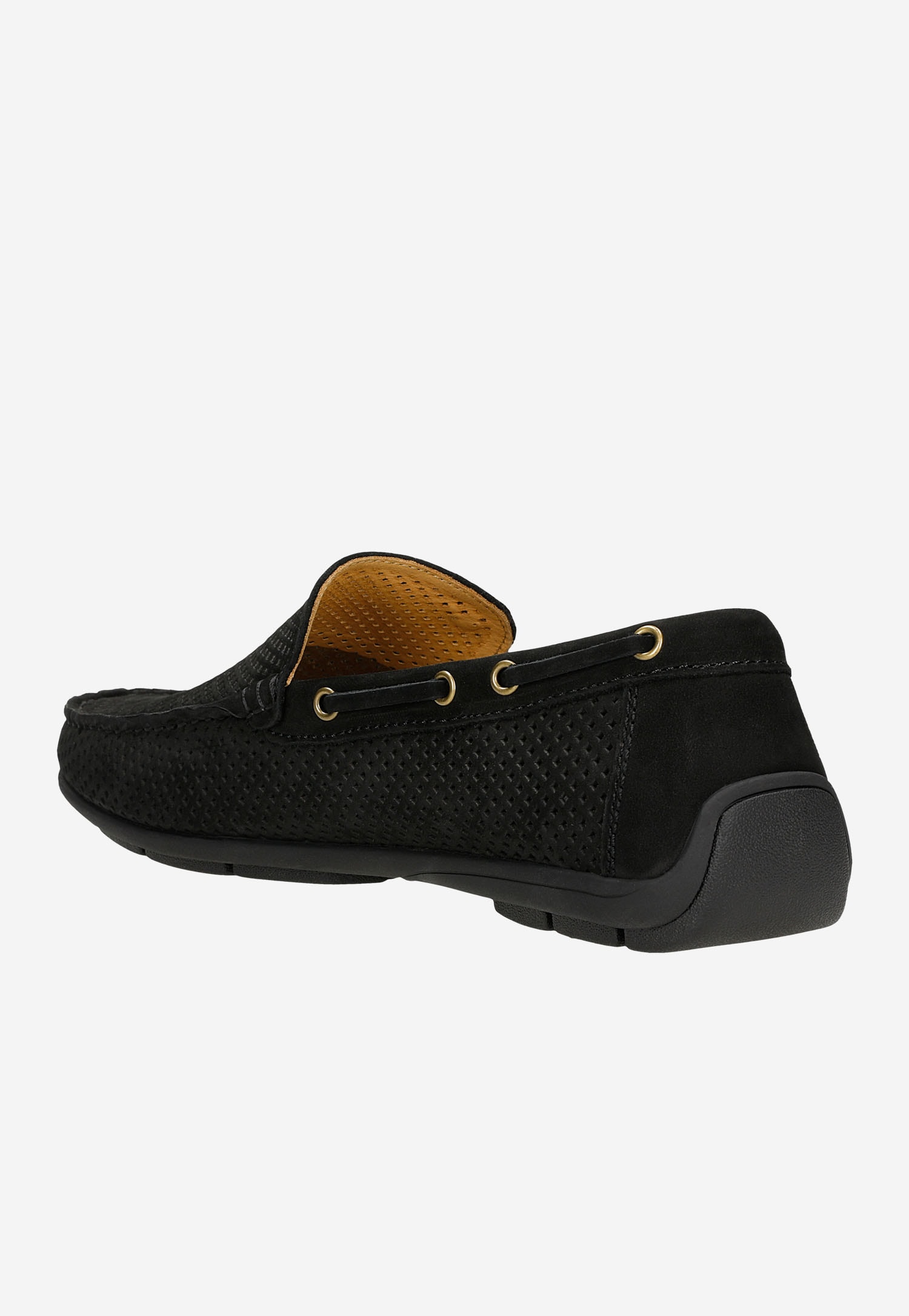 Granatowe mokasyny męskie z perforowaną skórą nubukową