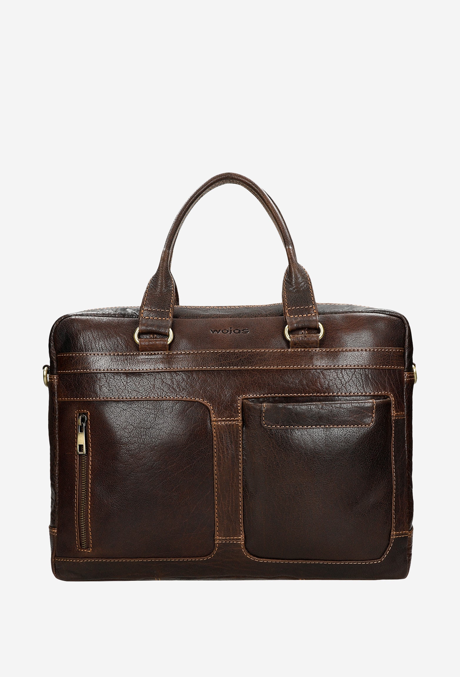 Czarna skórzana torba męska z dodatkowymi zewnętrznymi kieszeniami