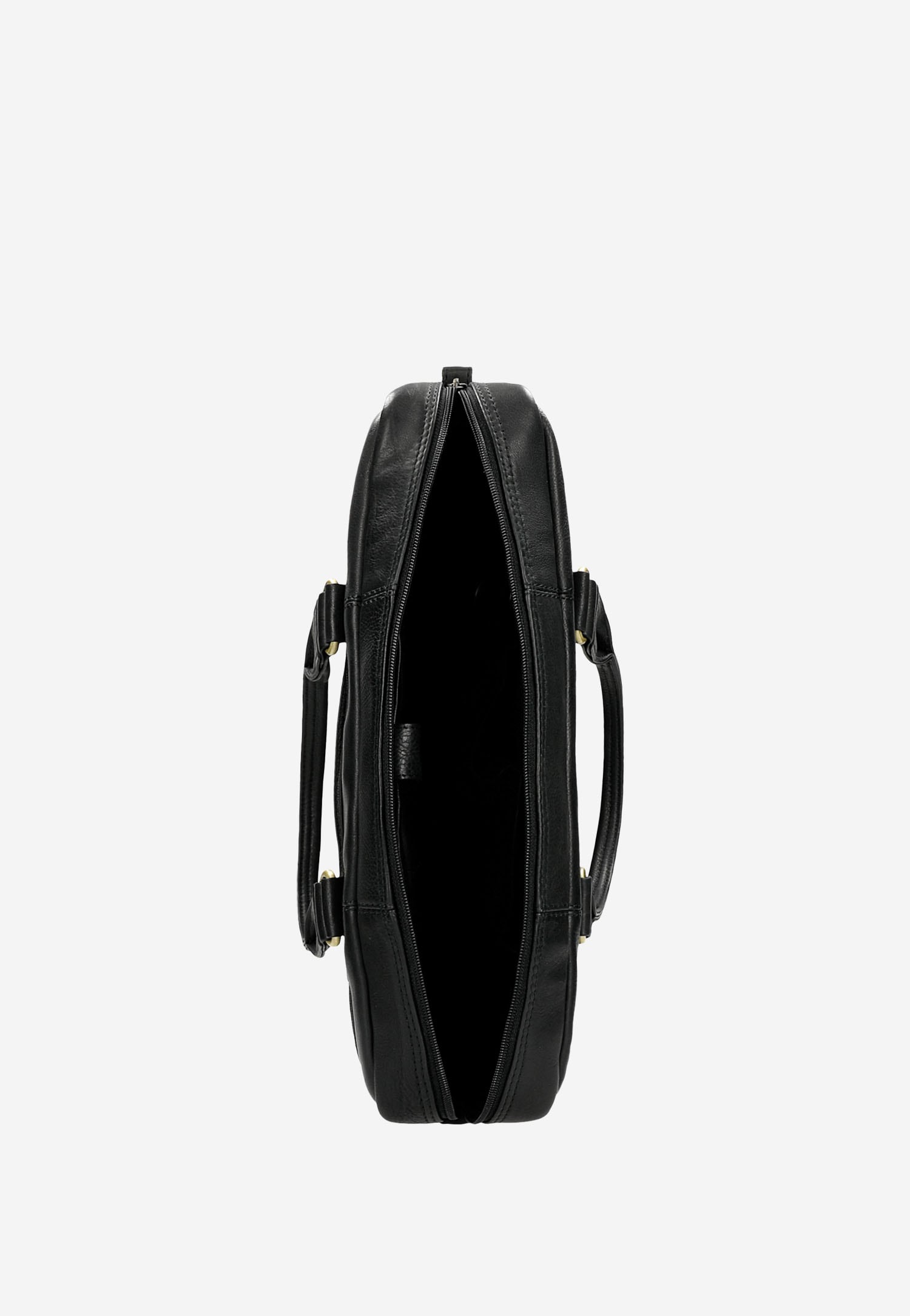 Czarna skórzana torba męska z dodatkowymi zewnętrznymi kieszeniami